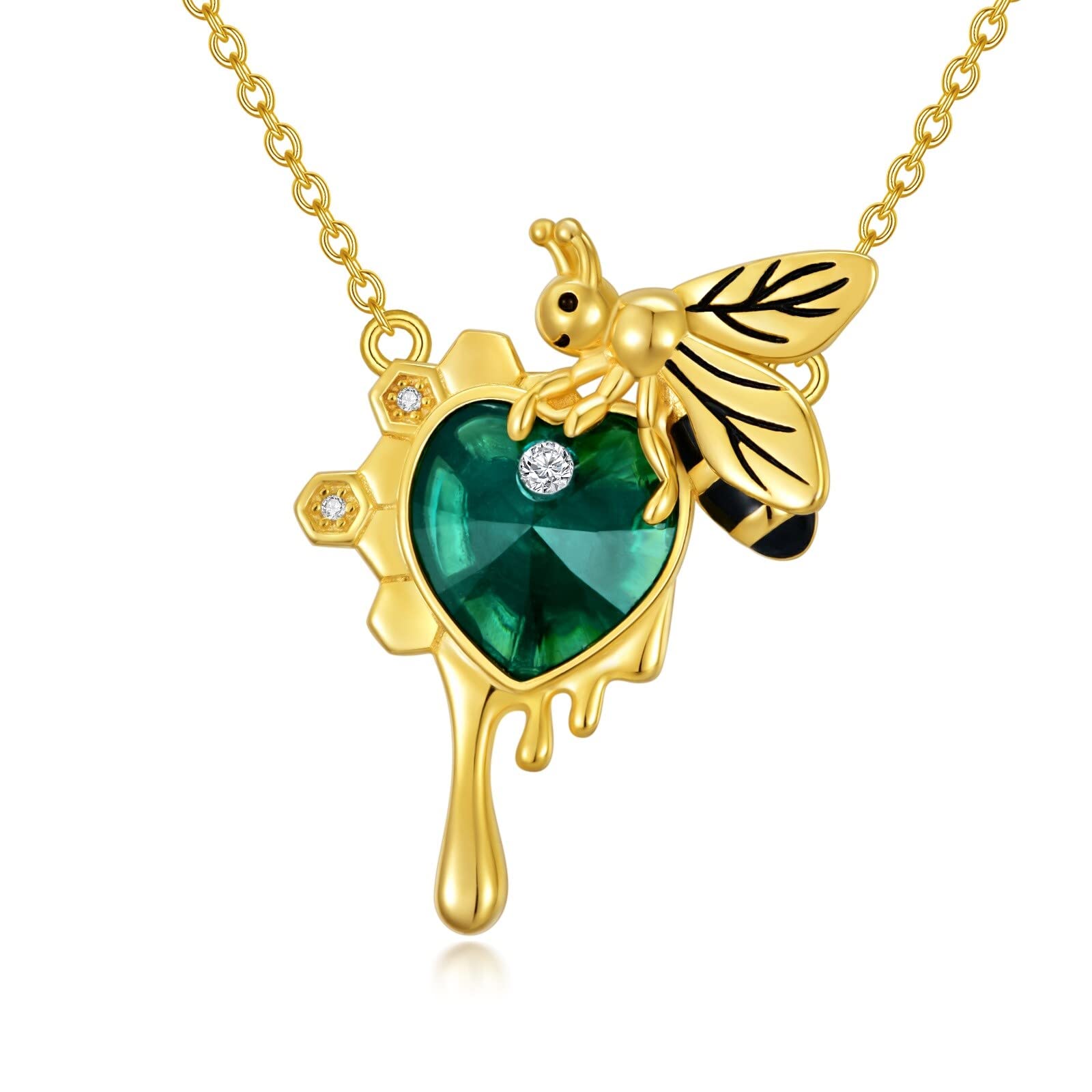 Sterling Silver Bee Pendant Necklace with Austrian Crystals - Elegant Jewelry Gift for Women, Mom, Birthday, Anniversary | Perfect for Everyday Wear, Special Occasions & Nature Lovers
