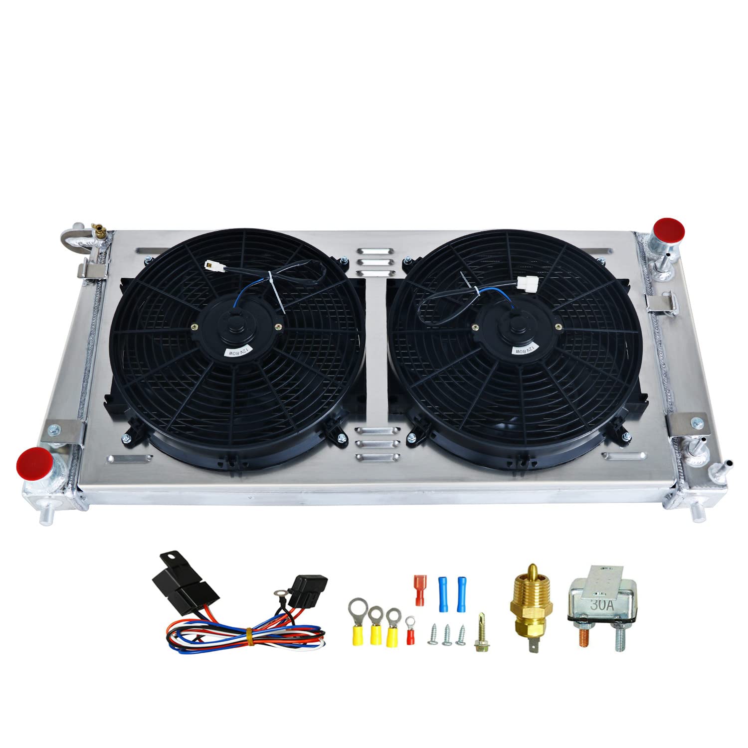 1999-2004 Ford Expedition F150 F250 F350 V8 Aluminum Radiator - 3 Row Heavy Duty Cooling System with Fan Shroud & Relay Kit - Perfect for Off-Roading, Towing & High-Performance Driving