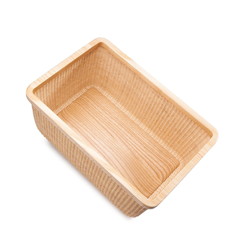 Nantucket Woven Rattan & Solid Wood Storage Baskets - Modern Square Jewelry Box, Fruit Basket & Home Decor for Living Room | Perfect for Table Organization, Jewelry Storage & Farmhouse Decor