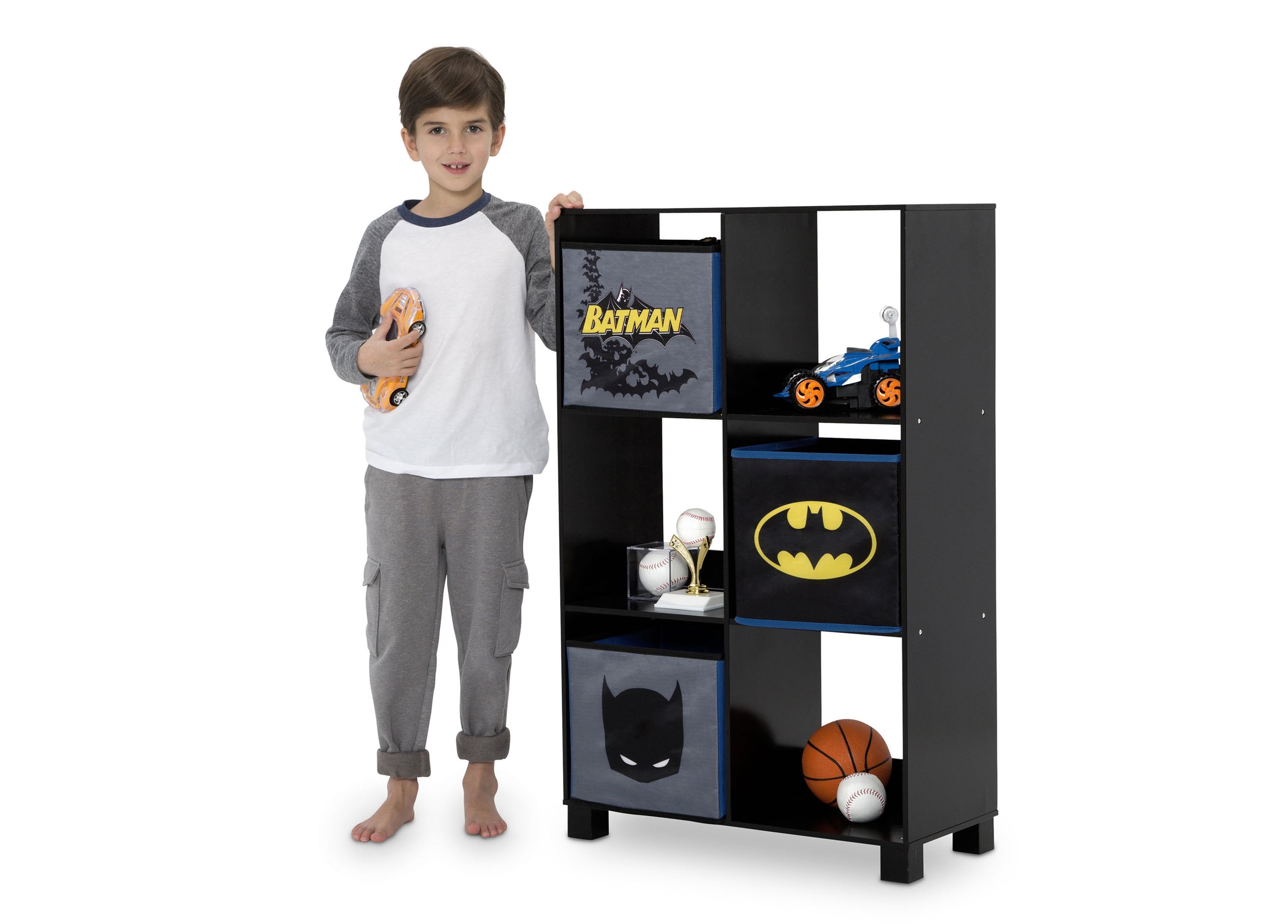 Batman 6-Cubby Deluxe Storage Unit - Kids' Toy Organizer for Bedroom, Playroom & Nursery - Superhero-Themed Storage Solution for Toys, Books & Clothes