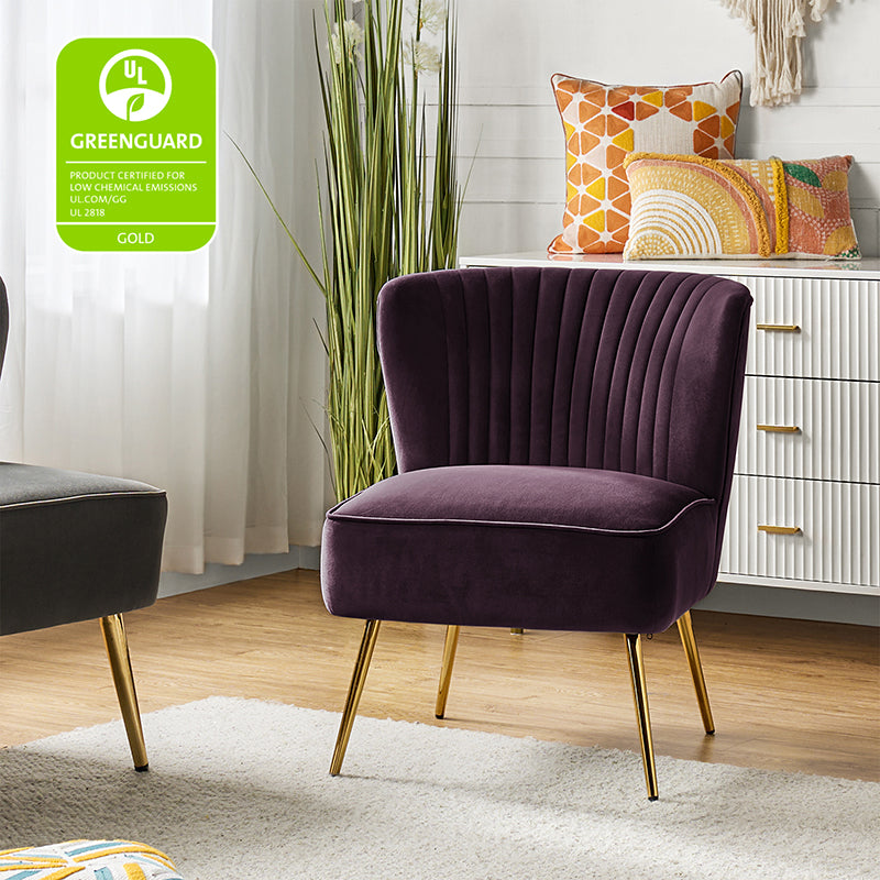 Lola Velvet Side Chair - Modern Upholstered Accent Chair for Living Room, Bedroom & Office - Soft Velvet Fabric with Sturdy Wooden Legs - Perfect for Dining, Lounge & Home Decor