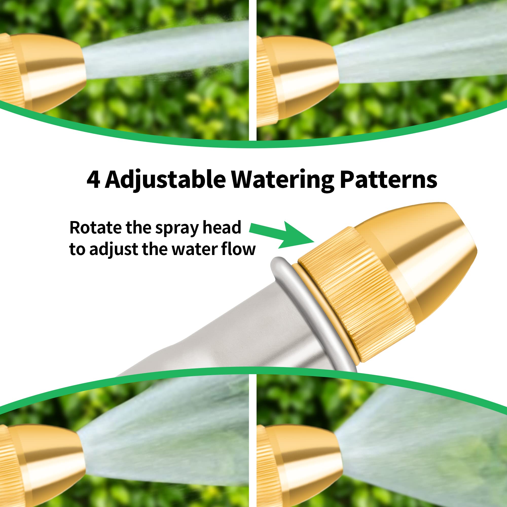 AUTOMAN Heavy Duty Metal Garden Hose Nozzle Sprayer - High Pressure Water Spray Nozzle with 4 Adjustable Patterns - Perfect for Watering Plants, Lawn Care, Car Washing & Pet Grooming - Ideal for Home Gardening, Outdoor Cleaning and Backyard Maintenance