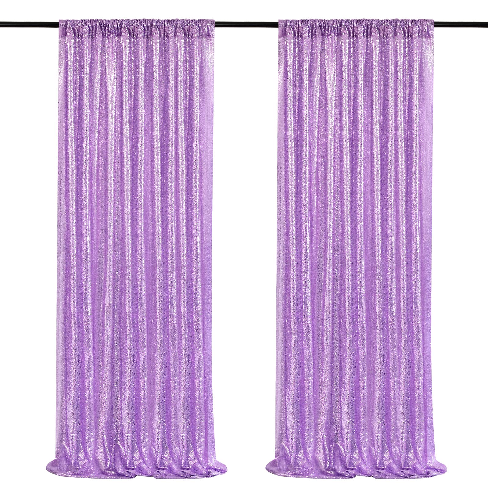 Light Purple Sequin Backdrop Curtains 2 Panels (2FT x 8FT) - Sparkling Glitter Photo Background for Birthday Parties, Baby Showers & Events - Perfect for DIY Decorations & Instagram Photos