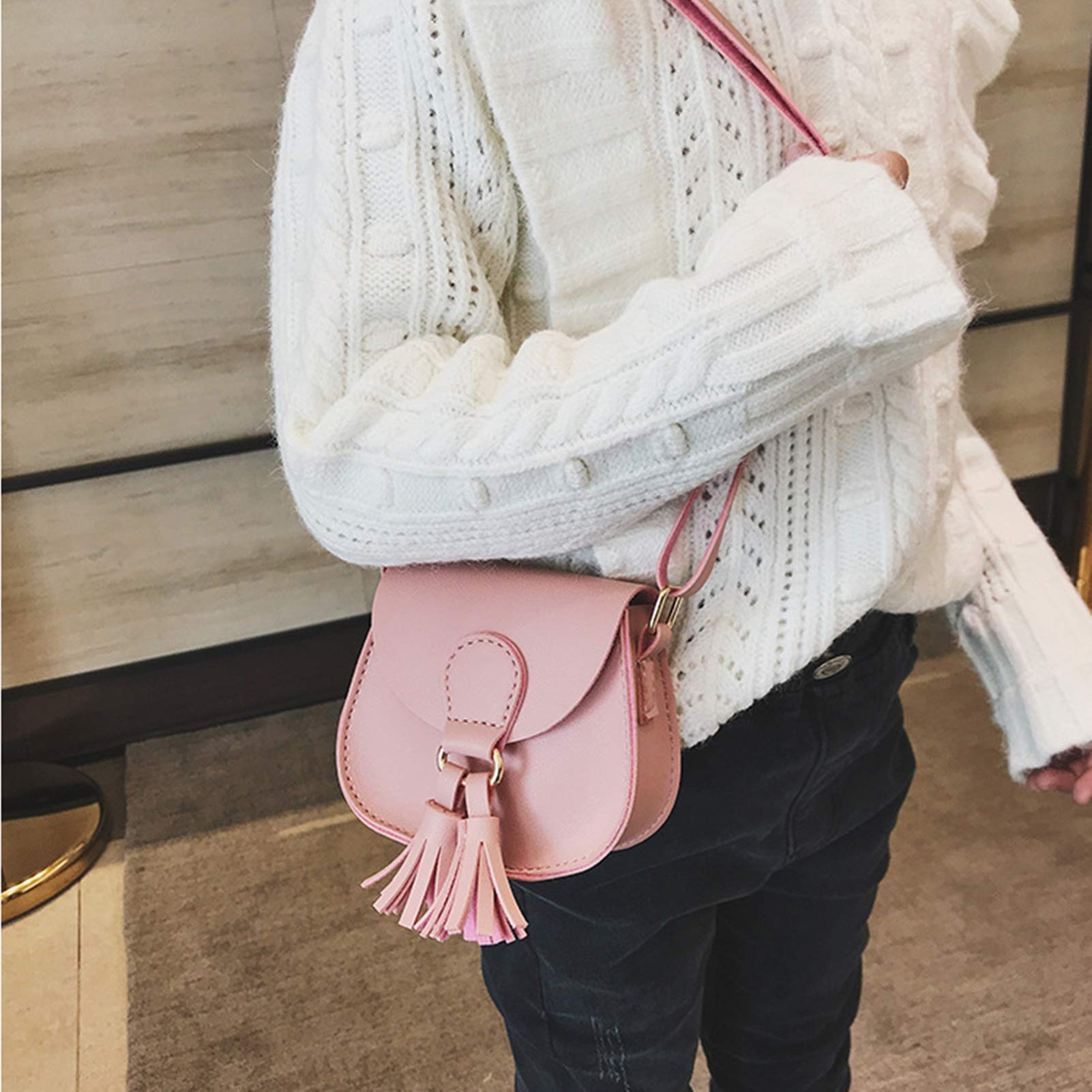 JUMISEE Girls Mini Shoulder Purse Crossbody Bag with Tassel - Cute Toddler Handbag for Kids, Birthday Gift, Dress Up & Pretend Play Accessories