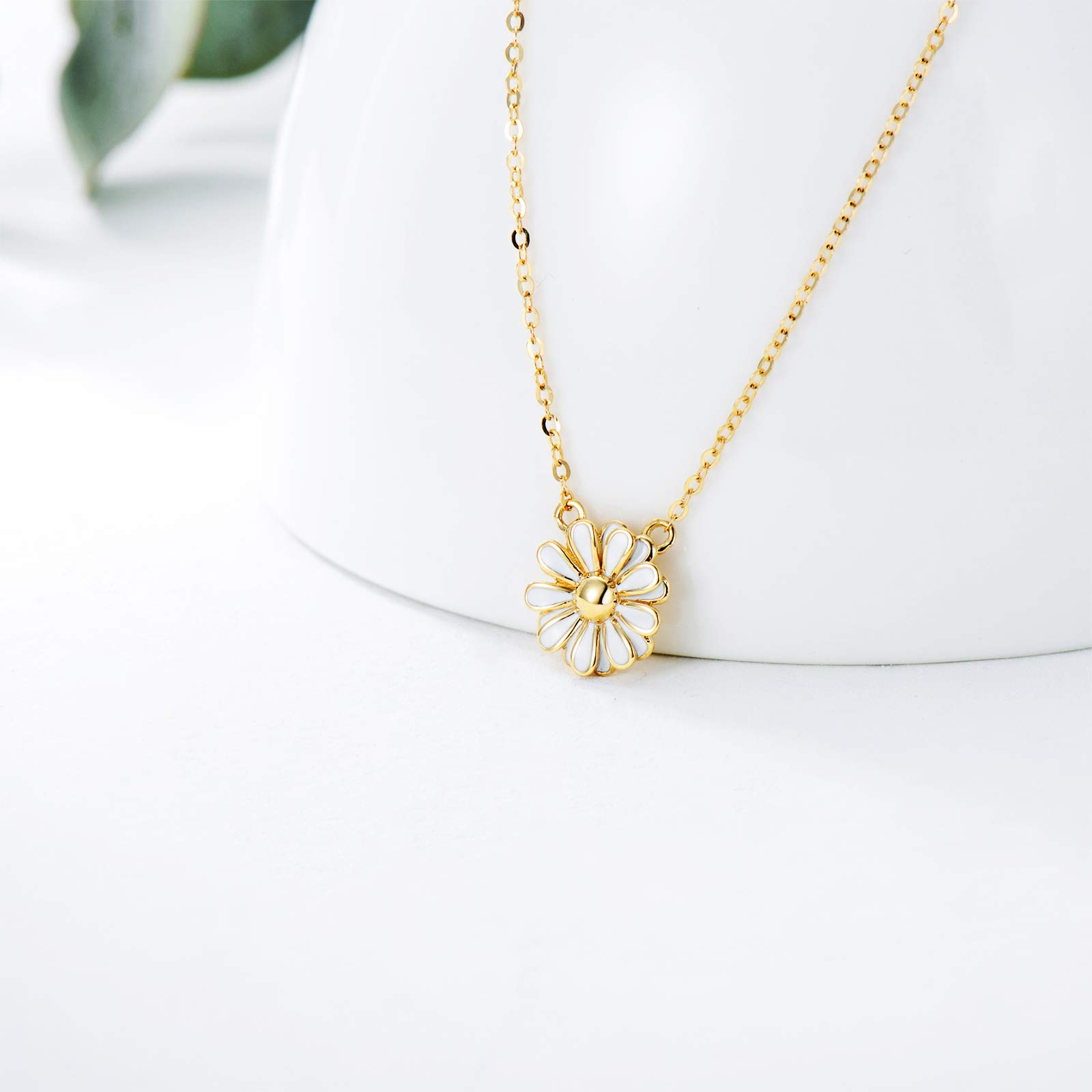 14K Solid Gold Flower Pendant Necklace for Women - Elegant Floral Jewelry Gift for Wife, Mother, Girlfriend - Perfect for Birthday, Anniversary, Mother's Day - Everyday Wear & Special Occasions