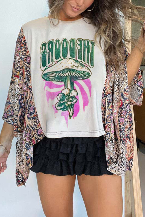 Stylish Ethnic Print Batwing Sleeve Loose Blouse for Women - Boho Chic Flowy Tunic Top for Casual Wear, Parties & Vacation Outfits