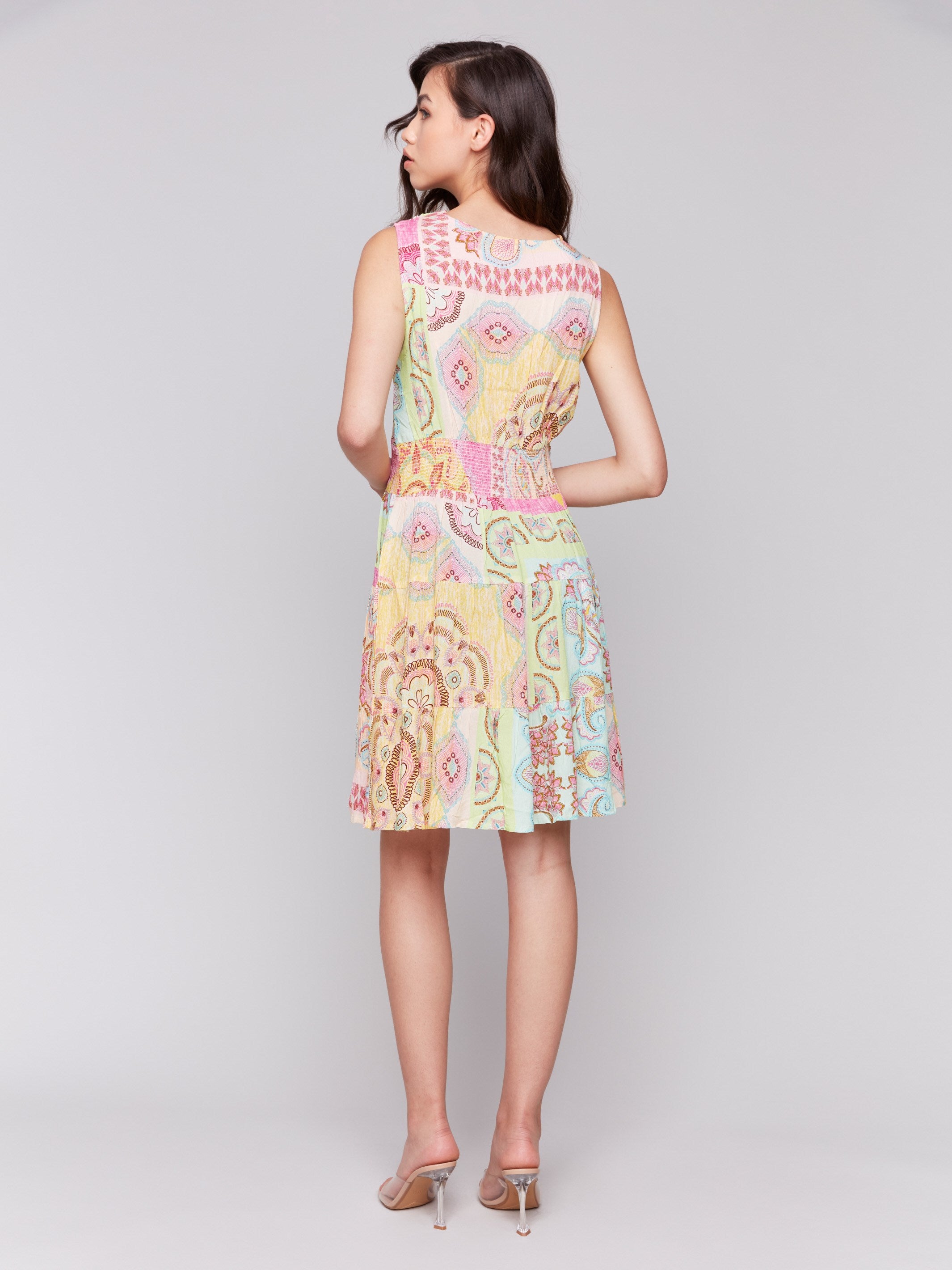 Printed Sleeveless V-Neck Tiered Dress for Women - Floral Summer Maxi Dress - Perfect for Beach Vacations, Parties & Casual Outings