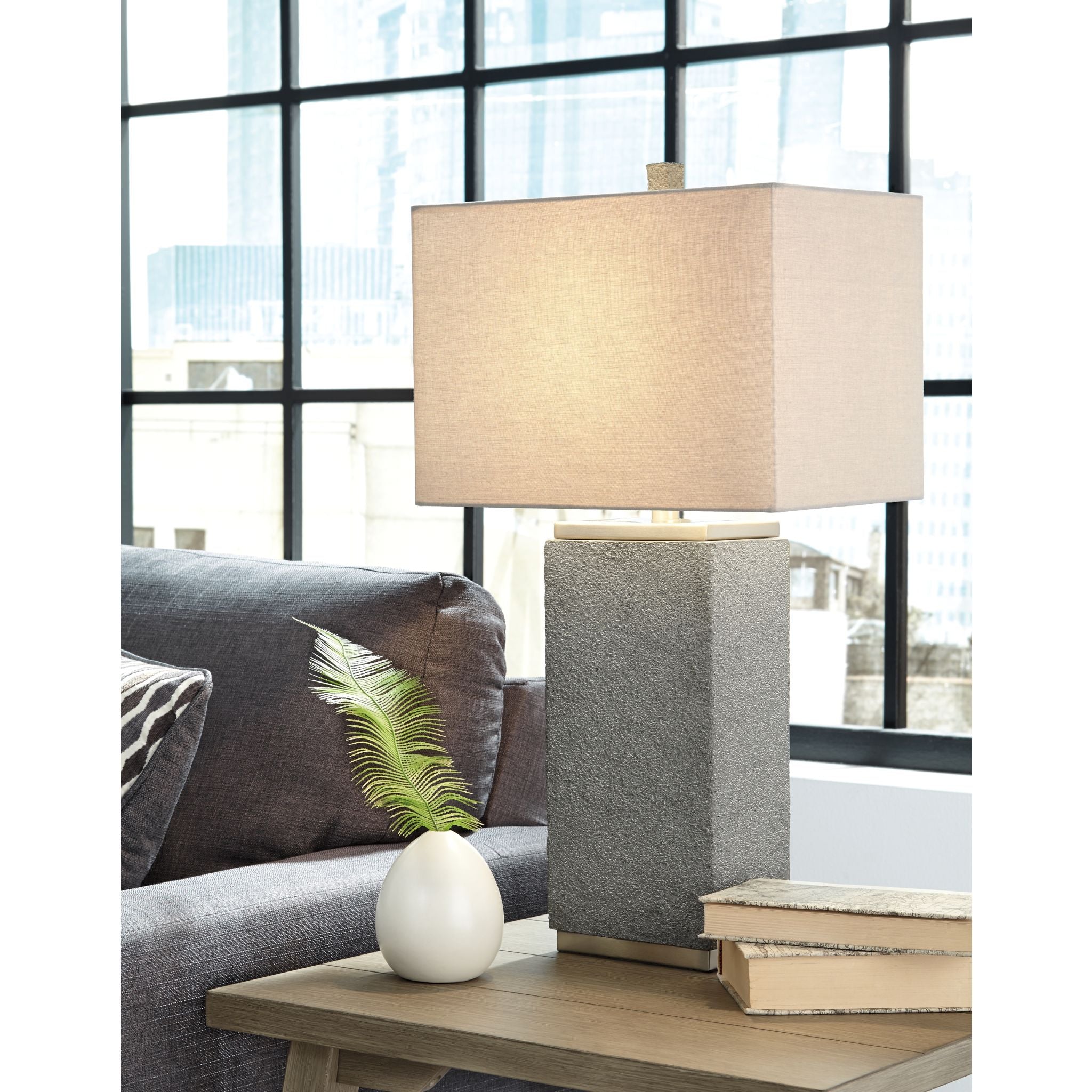 Amergin Table Lamp Pair - Set of 2 Modern Gray Bedside Lamps, 28