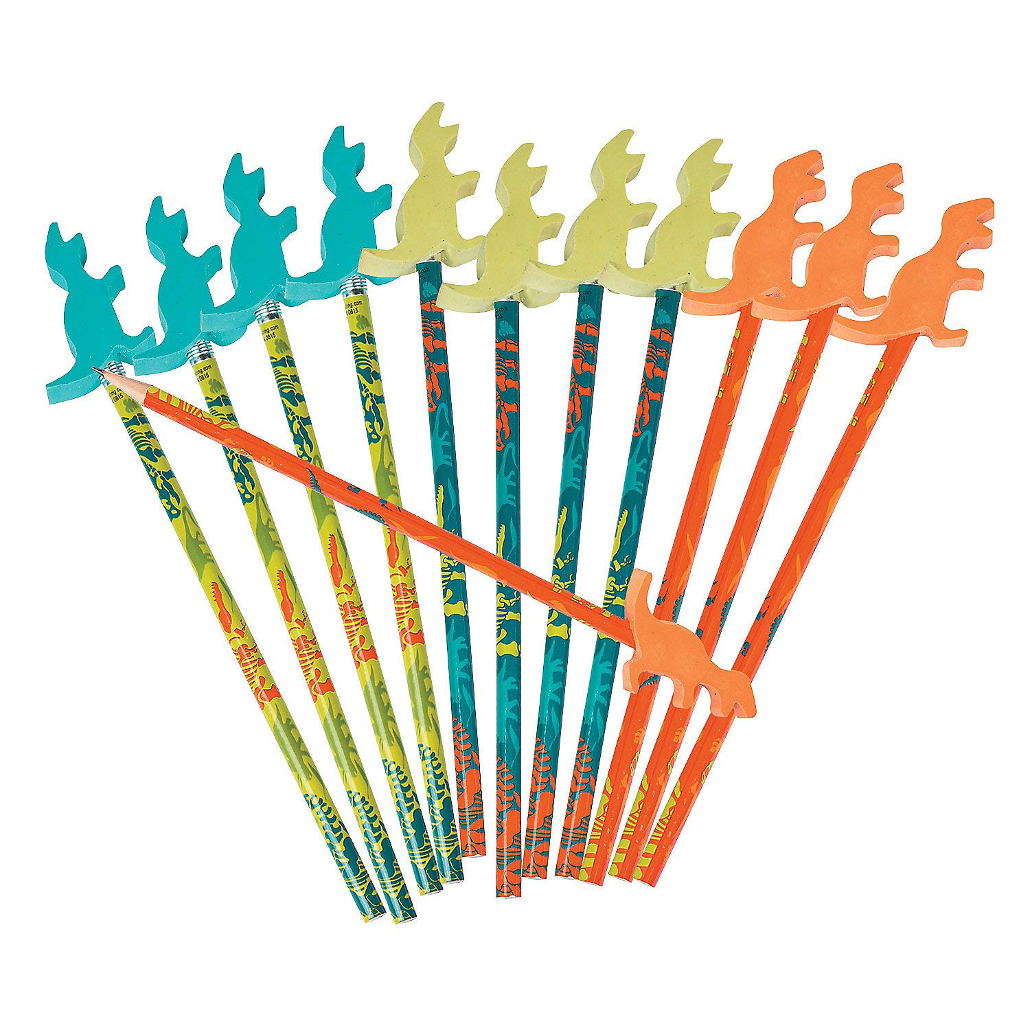 Dino Dig Pencils with Erasers - 12-Pack Fun Dinosaur Themed School Supplies for Kids Birthday Party Favors, Classroom Rewards & Creative Learning Activities