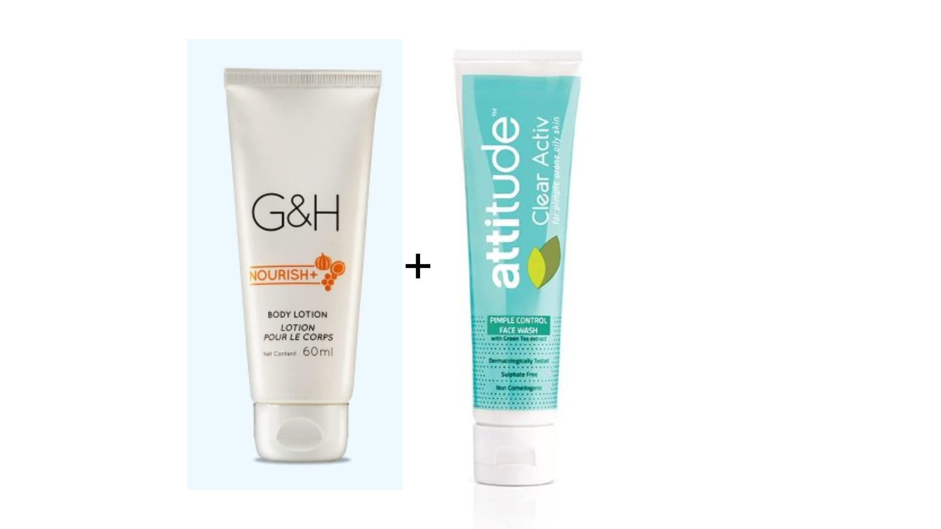 Clear Activ Pimple Control Face Wash 100ml & G&H Hydrating Body Lotion 60ml Combo Set - Acne Treatment & Moisturizing Skincare Bundle for Daily Face and Body Care
