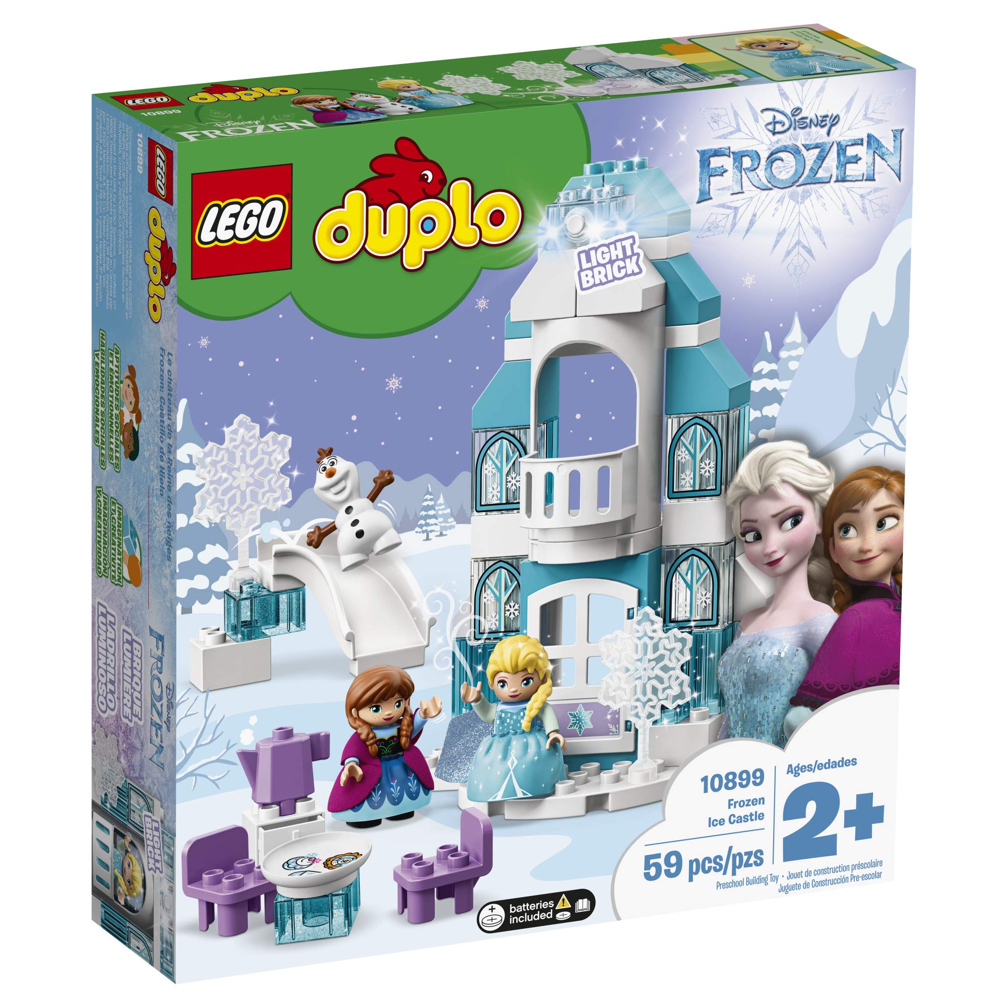 LEGO DUPLO Disney Princess Frozen Ice Castle Building Set 10899 - Includes Light Brick, Elsa & Anna Mini Dolls & Olaf Figure - Creative Construction Toy for Toddlers Age 2+ - Perfect Gift for Girls & Boys - Birthday Party, Pretend Play & Early Learning Activity