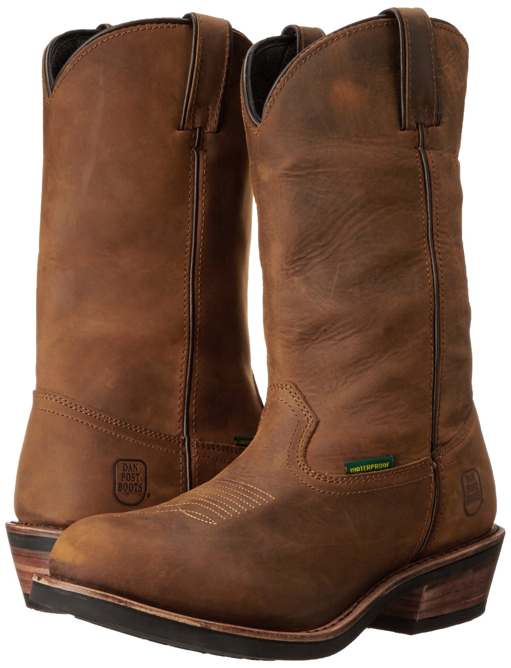 Dan Post Men's Albuquerque Waterproof Work Boots - Black Leather Safety Shoes for Construction & Outdoor Work | Slip Resistant & Comfortable for Daily Wear