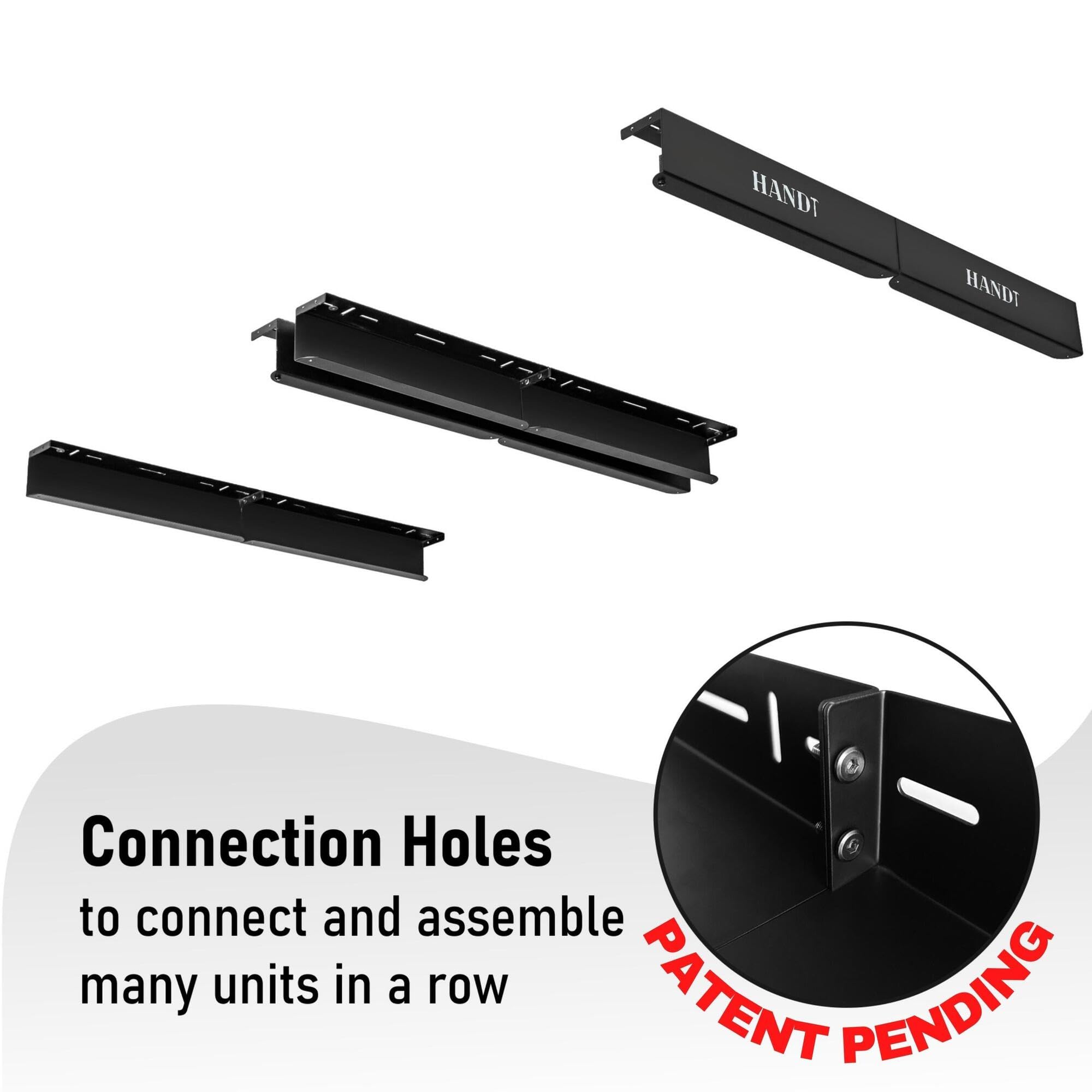 Heavy Duty Overhead Garage Storage Rack System - 4 Pack Black Metal Ceiling Shelving for 27 Gallon Tote Bins | Garage Organization, Attic Storage & Closet Space Saving Solution