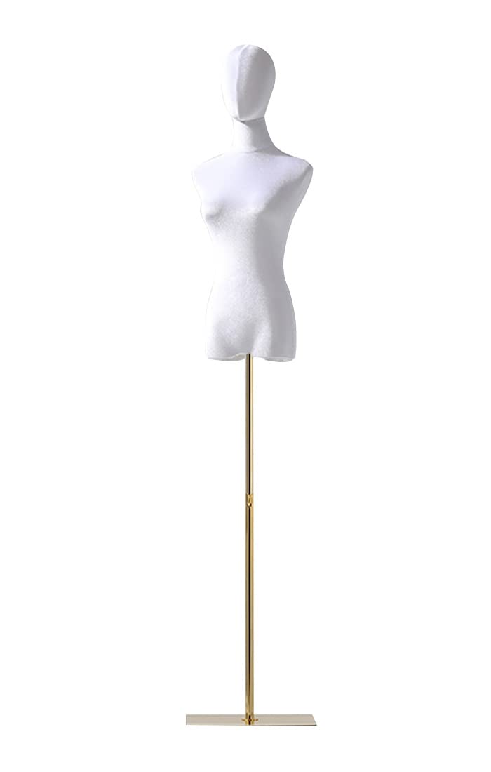 LLLD Adjustable Velvet Dress Form Mannequin Torso - Half Body Manikin with Metal Square Base Stand for Sewing, Dressmaking & Jewelry Display (White, Small) - Perfect for Fashion Designers, Tailors & Boutique Window Displays