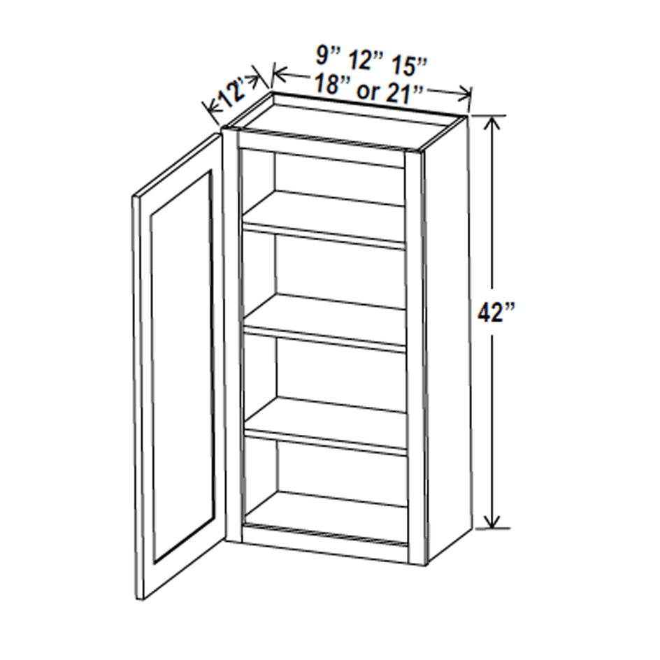 42 Inch Wall Cabinet - 15W x 42H x 12D - Aria Shaker Style in Espresso Finish - Ready-to-Assemble (RTA) - Perfect for Kitchen, Bathroom, or Garage Storage Organization