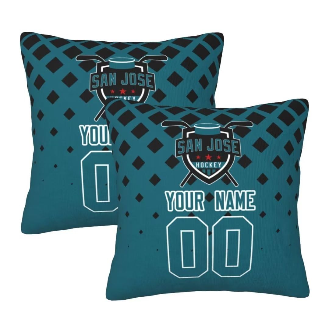 Custom San Jose Square Throw Pillow Covers Set of 2 - Personalized Decorative Pillow Cases for Sports Fans | Perfect for Home Decor, Sofa & Bedroom Accents