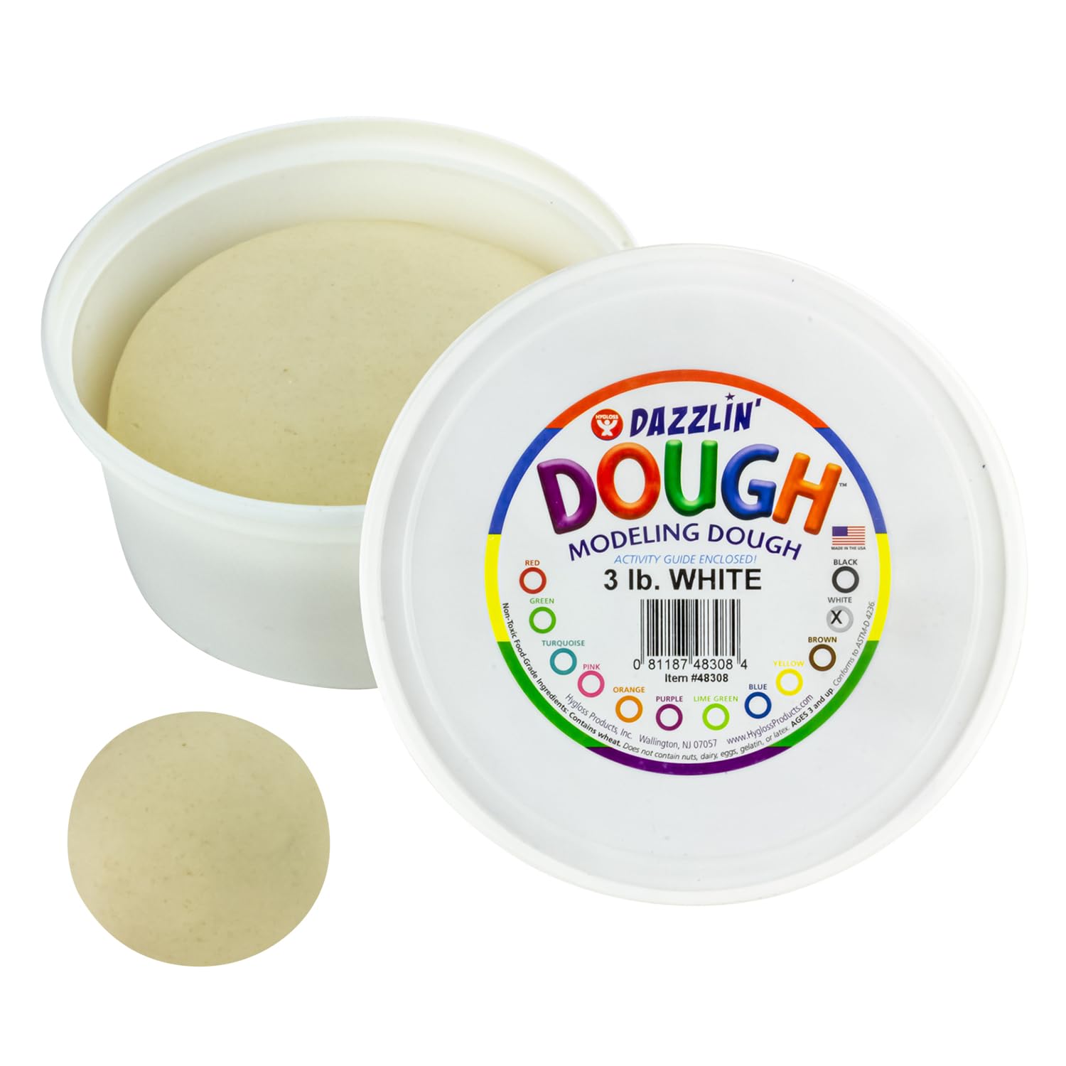 Hygloss 3lb Play Modeling Dough - Non-Toxic & Safe Kids Art Supplies for Easter Basket Stuffers, Classroom Crafts & Party Favors | White Unscented Dough for Creative Play & Sensory Activities