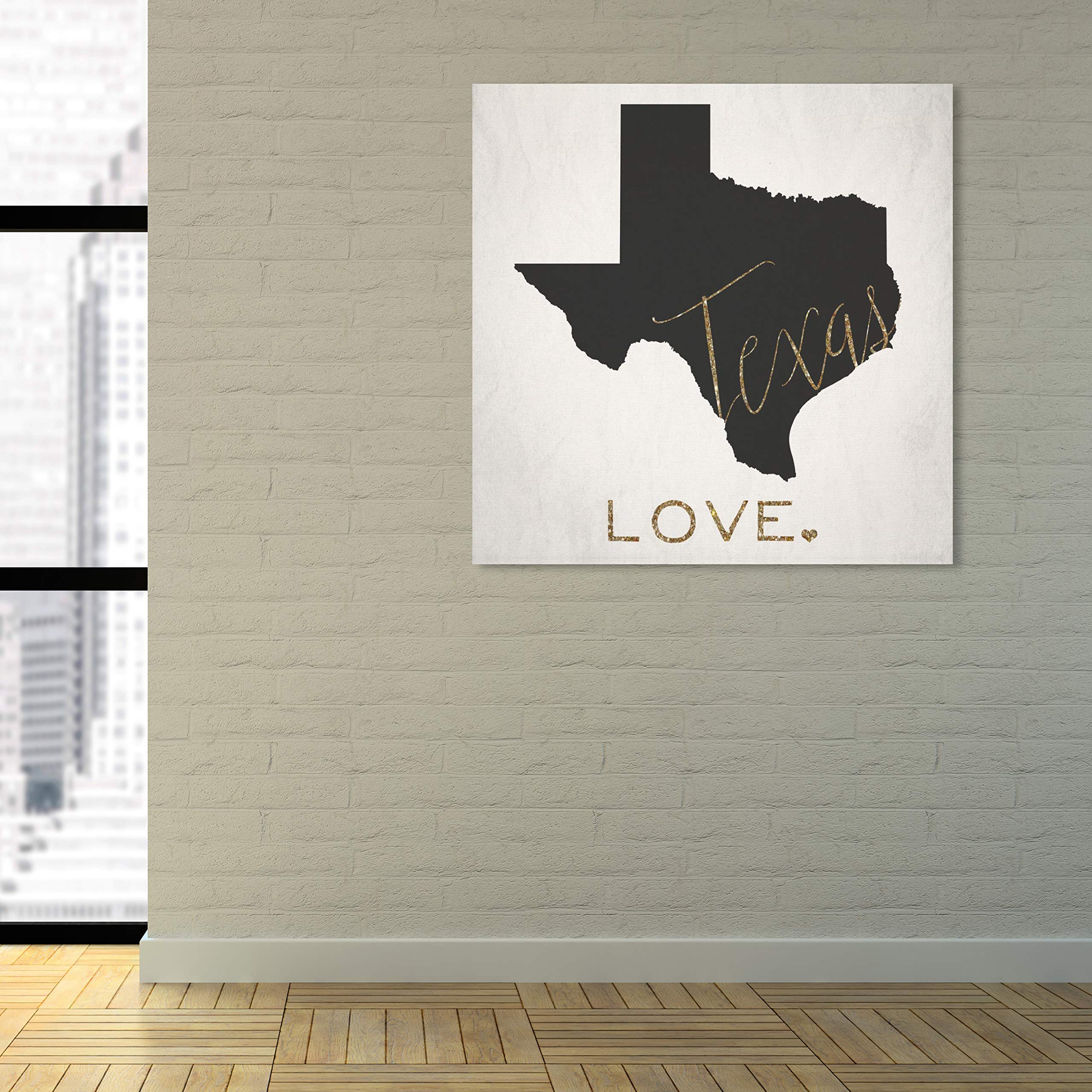 Texas Love Map Wall Art Canvas Print - 30x30 Inches Black & Gold Home Decor by Oliver Gal Artist Co. | Perfect for Living Room, Bedroom & Office