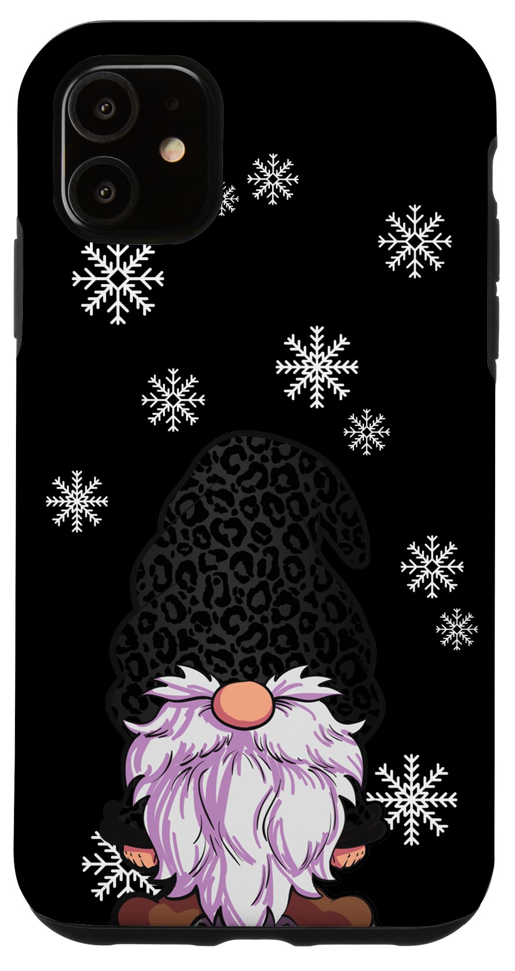 iPhone 11 Case Christmas Design - Santa Hat & Snow Leopard Print Protective Phone Cover | Perfect Holiday Gift for Christmas Party, Family Gathering & Winter Vacation