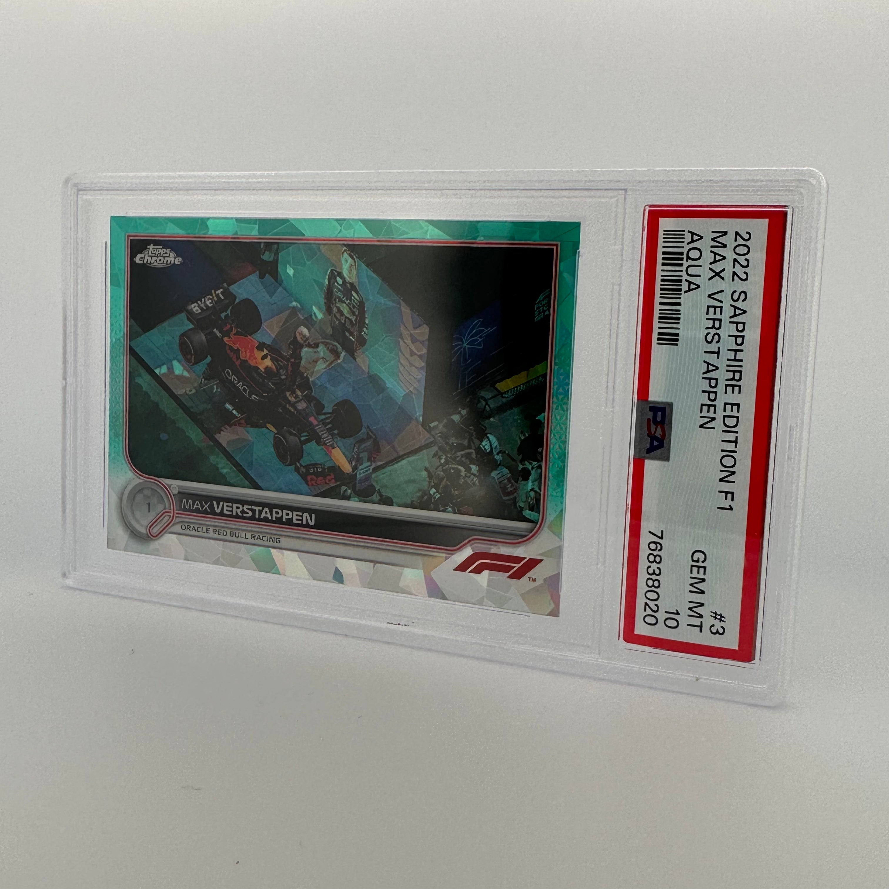 PSA 10 Graded Max Verstappen #3 17/99 Sapphire Aqua Racing Card - Perfect for F1 Collectors & Sports Memorabilia Displays