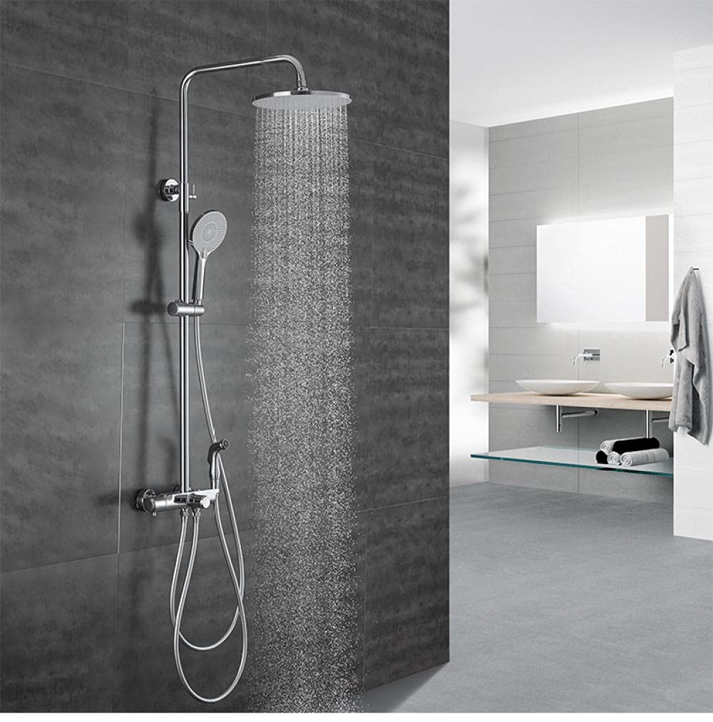**Black Thermostatic Shower Faucet Set - Wall Mounted Rain Shower with Bidet Spray, Bath Mixer Tap for Hot & Cold Water (Chrome Finish) - Perfect for Modern Bathroom & Spa-Like Shower Experience**