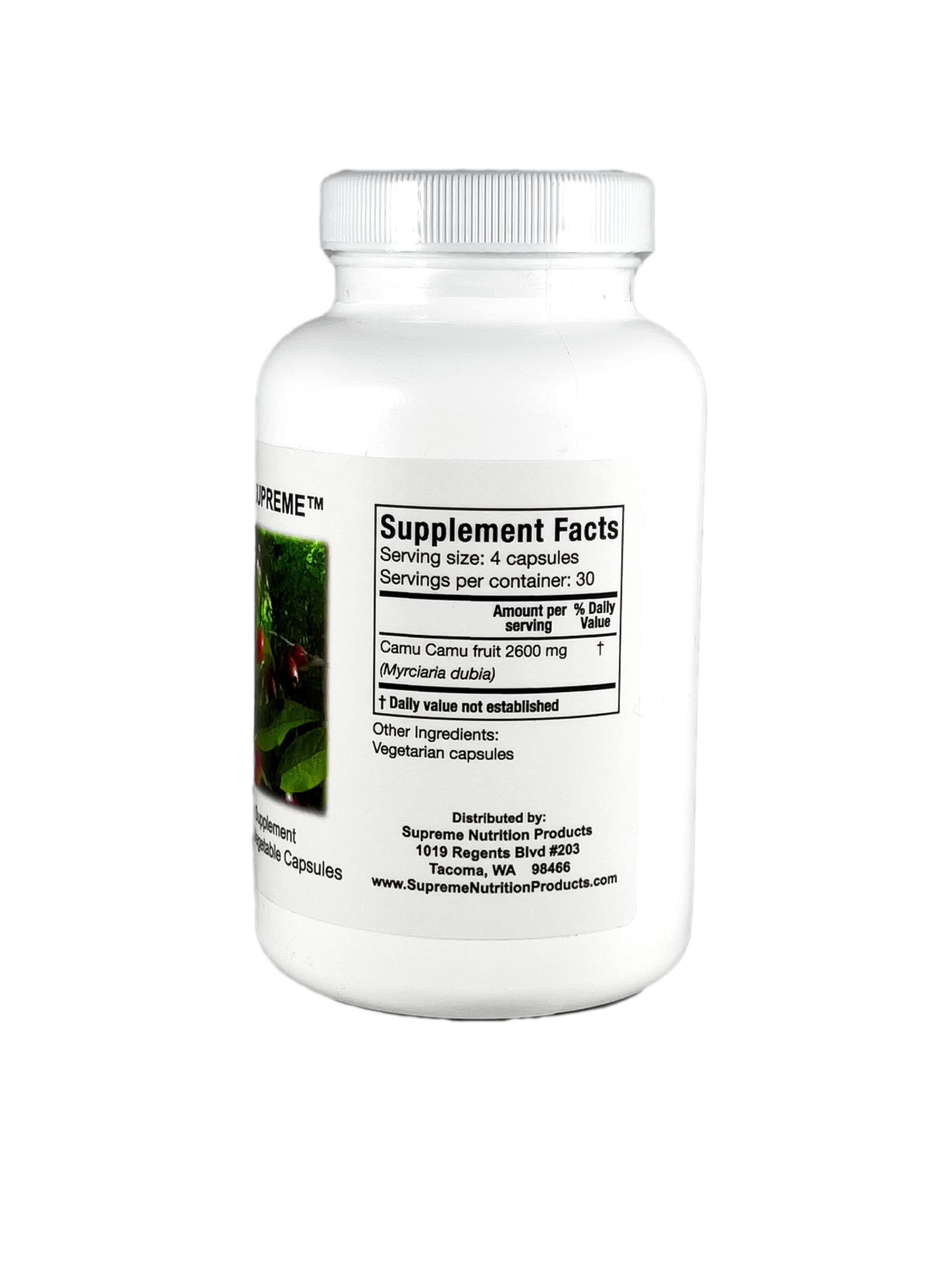 Supreme Nutrition Camu Supreme - 120 Pure Camu Camu Fruit Vegetarian Capsules | Natural Vitamin C Boost for Immune Support & Antioxidant Benefits | Perfect for Daily Wellness & Energy Enhancement