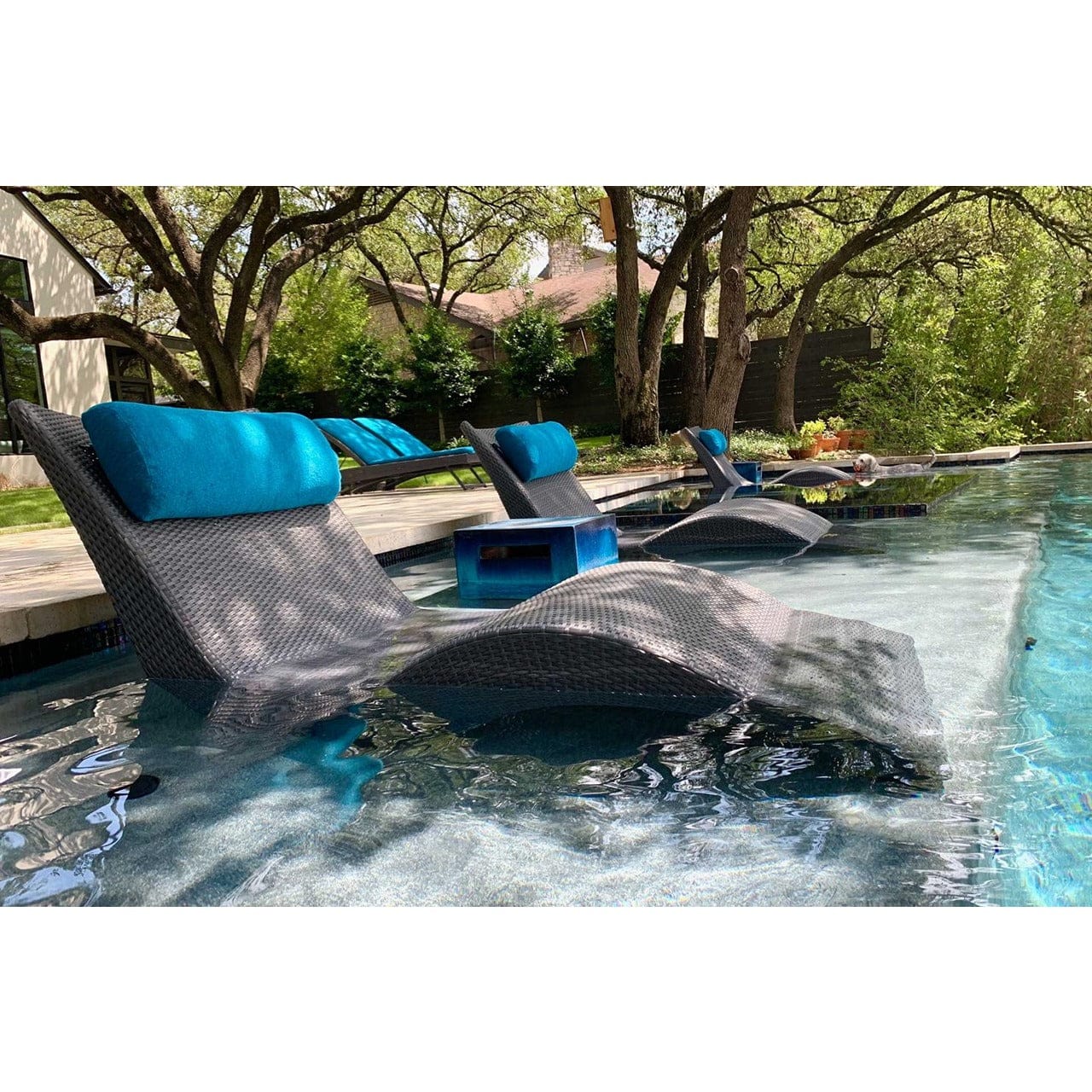 Atlantis In Pool Chaise Lounge Set of 2 - Waterproof Outdoor Floating Sunbeds for Pool, Beach & Backyard Relaxation