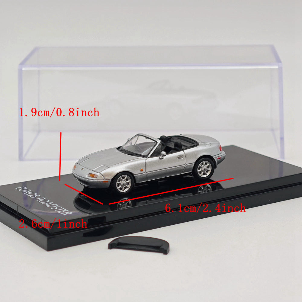 1/64 Scale Mazda Eunos Roadster NA6CE Diecast Model Car with Tonneau Cover - Limited Edition Silver HJ642025AS - Collectible Toy Car for Adults & Kids | Perfect for Display, Gifts, and Car Enthusiast Collections