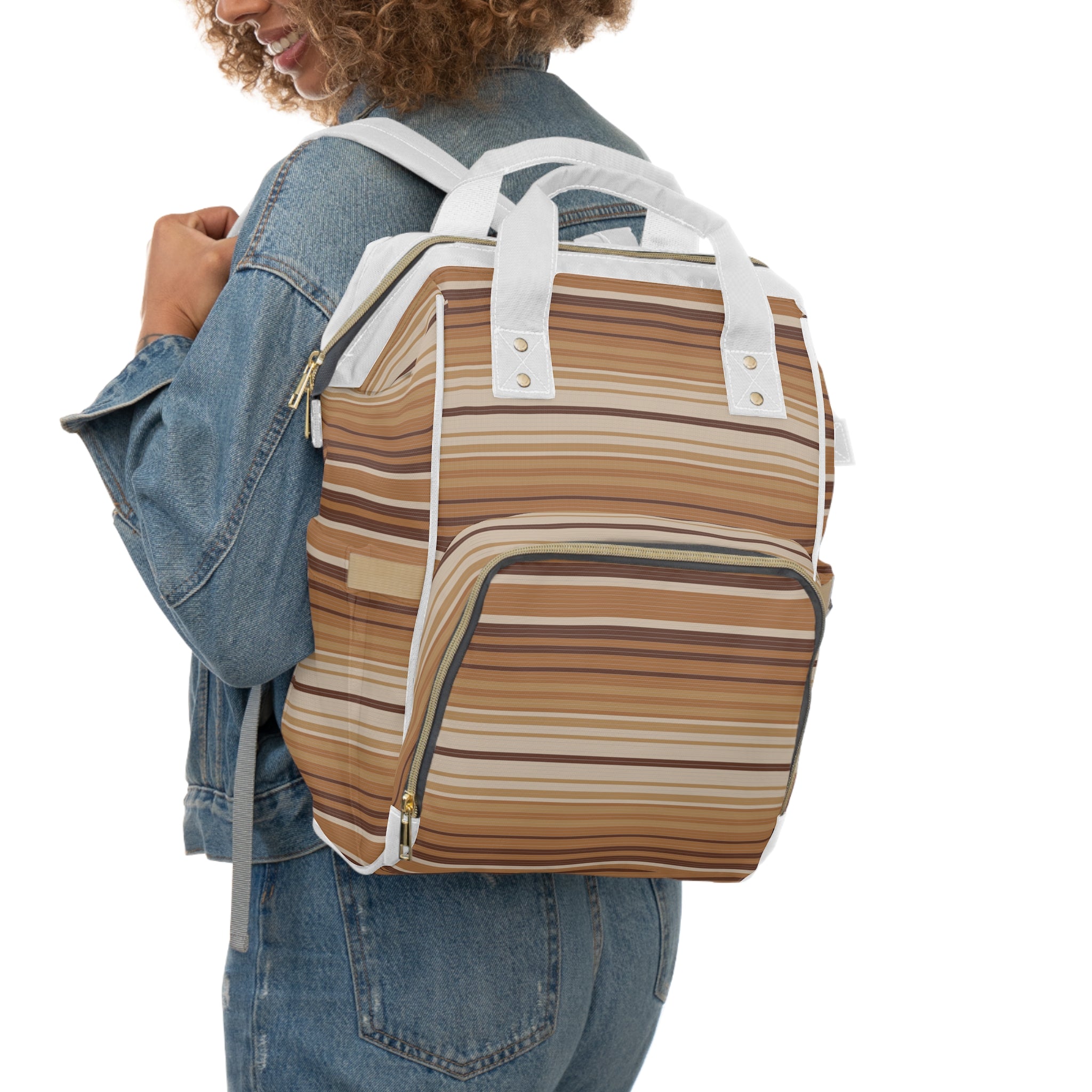 Stylish Striped Southwestern Diaper Backpack - Multifunctional Baby Bag for Moms, Perfect for Travel & Daily Use