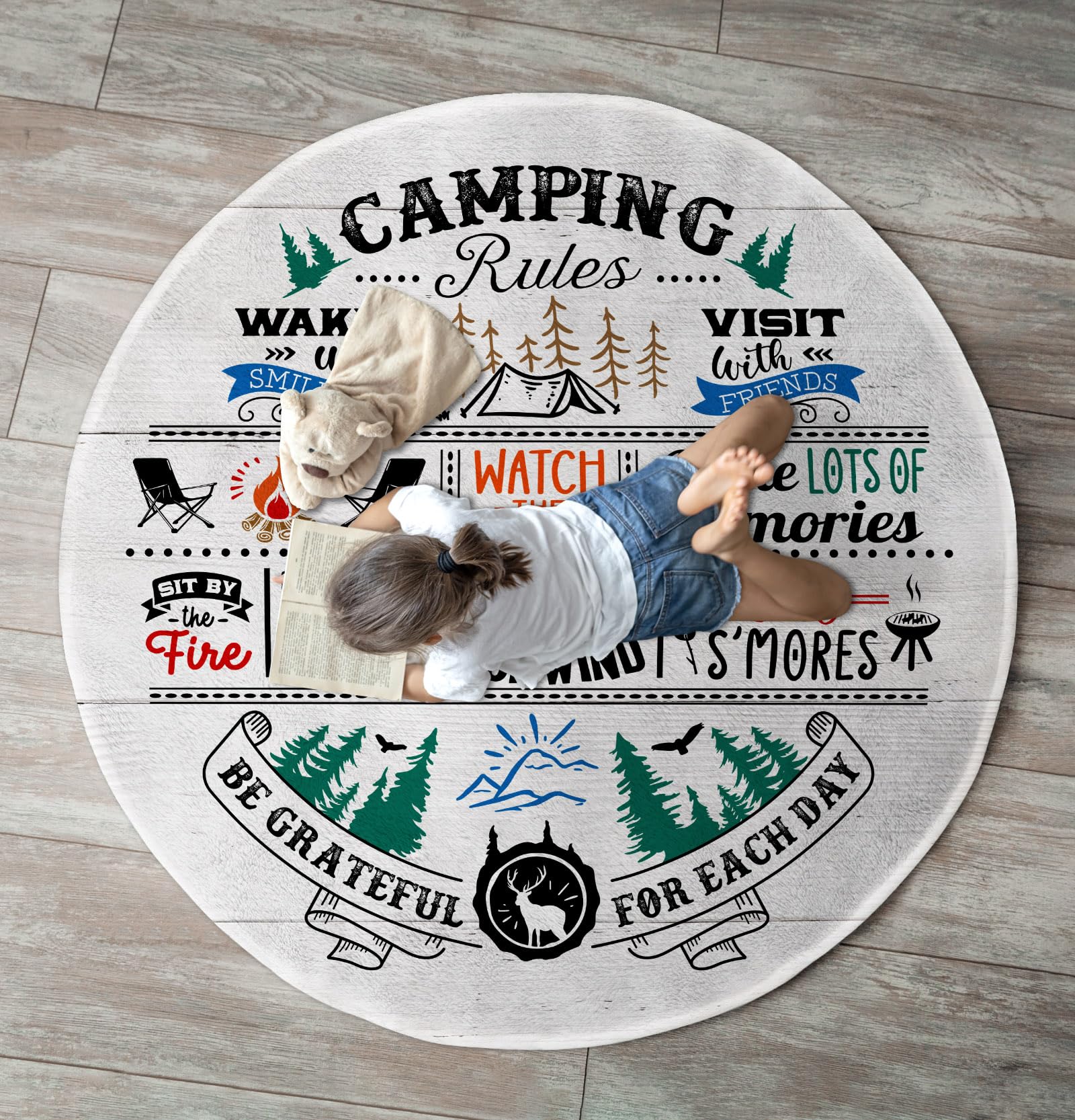 60 Inch Round Camping Blanket - Cozy & Portable Throw for Outdoor Adventures - Perfect Camping Gift for Women & Men - Essential Camping Accessories for Picnics, Hiking & Backyard Gatherings