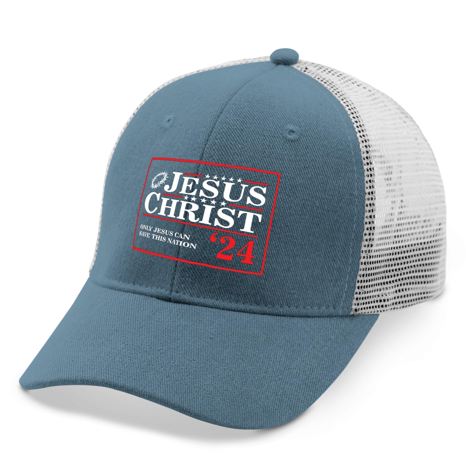 Jesus Christ 2024 Christian Hats - 'Only Jesus Can Save This Nation' Baseball Cap for Men & Women - All Black Fishing Hat for Church, Prayer, Evangelism & Outdoor Activities