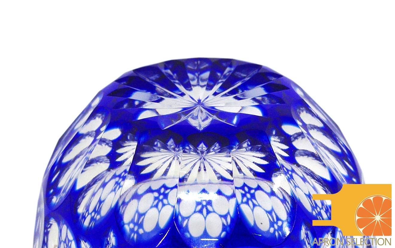 Premium Edo Kiriko Cut Glass - Authentic Japanese Traditional Craft in Elegant Gift Box, Kaleidoscope Design (Ultramarine Blue) - Perfect for Home Decor, Unique Gifts & Cultural Collectibles