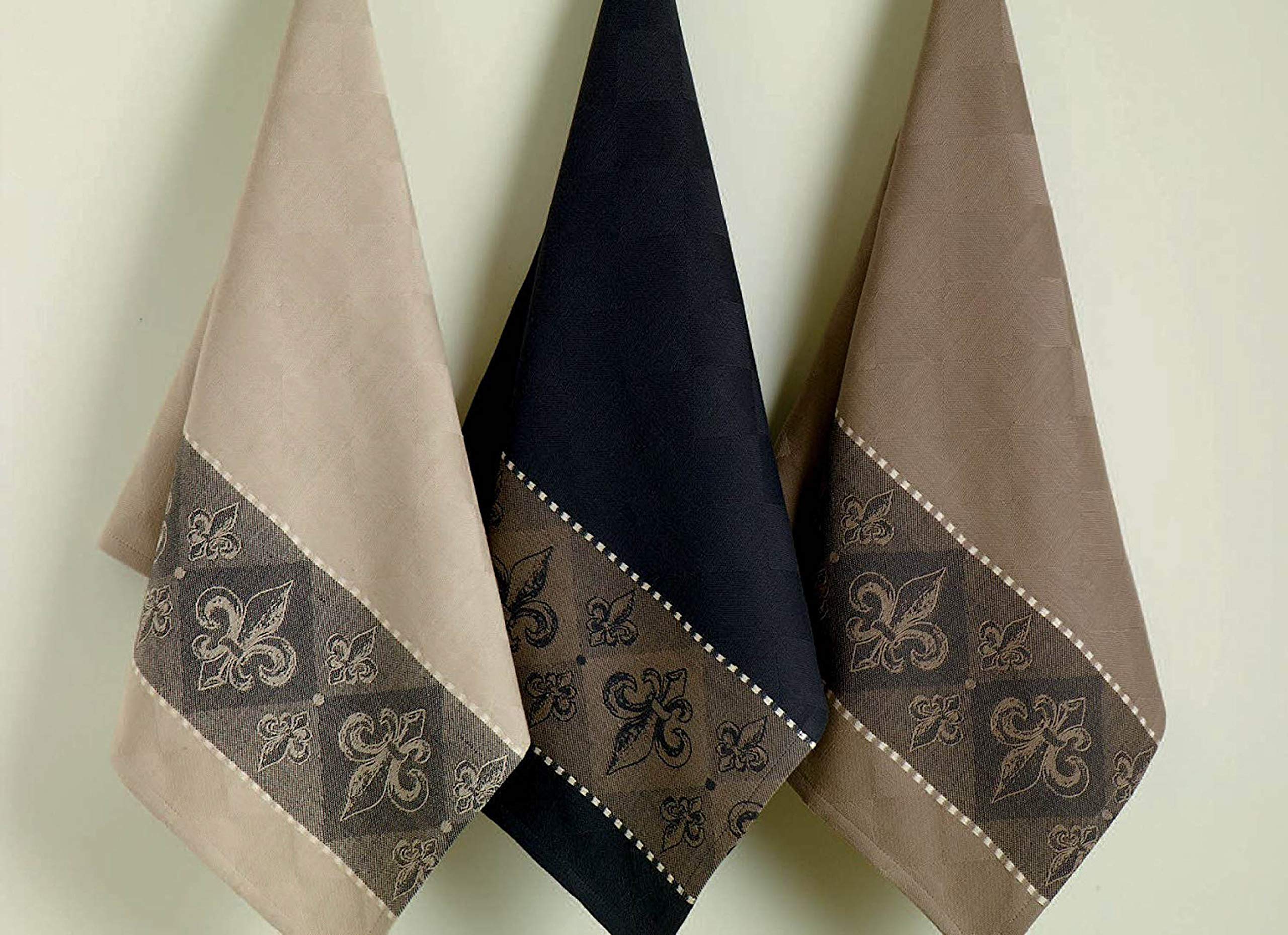DII Cotton French Jacquard Dish Towels Set of 3 - Decorative Kitchen Tea Towels for Cooking, Baking & Drying Dishes - French Macaroon Design - Perfect for Everyday Use, Hosting & Gift Giving