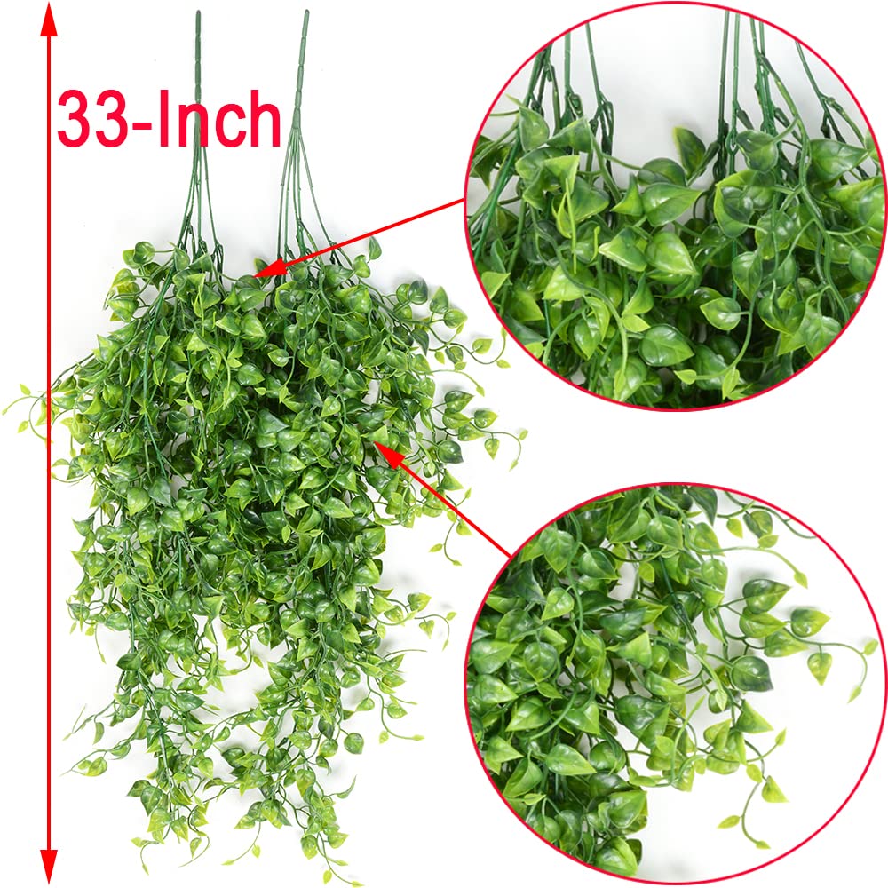 2pcs Artificial Hanging Plants 32-inch Fake Ivy Vine - UV Resistant Outdoor Plastic Greenery for Porch, Patio, Balcony & Home Decor