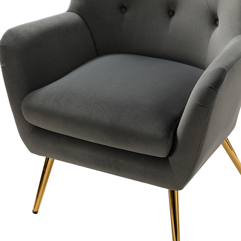 Luxury Isabelle Wingback Velvet Upholstered Armchair - High Back Accent Chair with Sturdy Metal Legs for Living Room, Bedroom & Office Decor