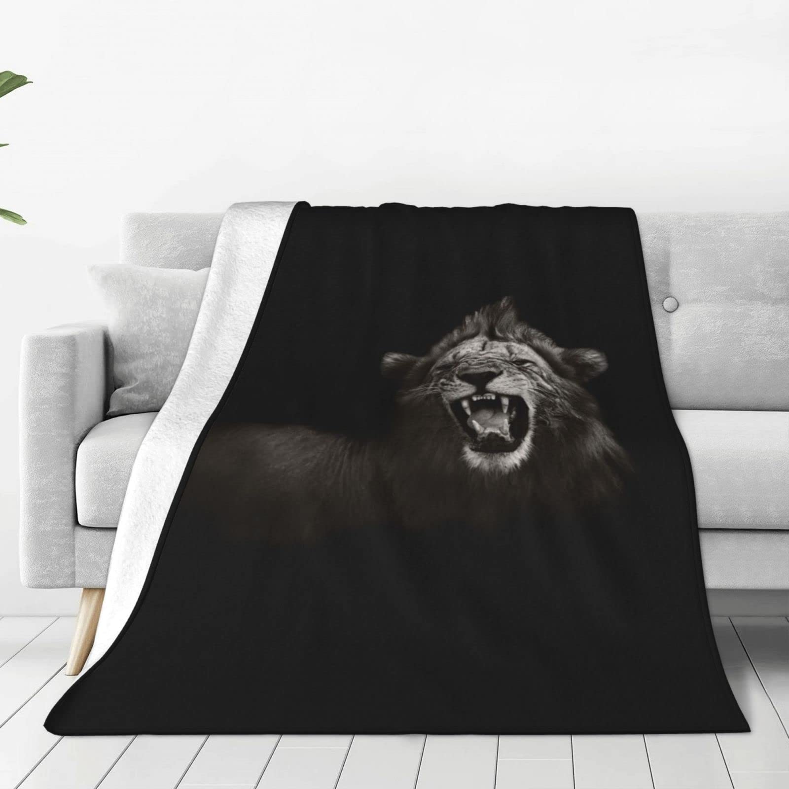 Soft & Cool Lion Print Air Conditioning Blanket - 50x40 Inch Flannel Animal Throw Blanket for Bed, Sofa & Outdoor Use - Perfect for Summer, AC Rooms & Cozy Nights