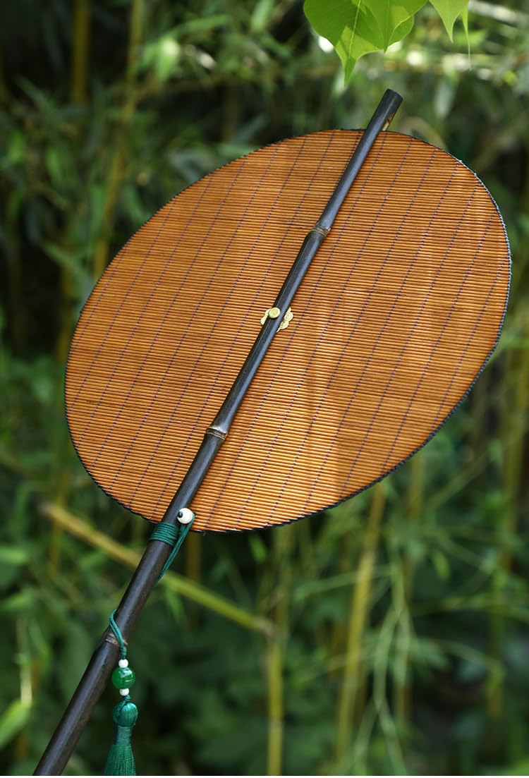Hand-Woven Bamboo Folding Fan for Women - Traditional Chinese Palace Style Summer Cooling Fan - 8.3 Inch Portable Yellow Bamboo Fan for Outdoor, Travel & Home Decor