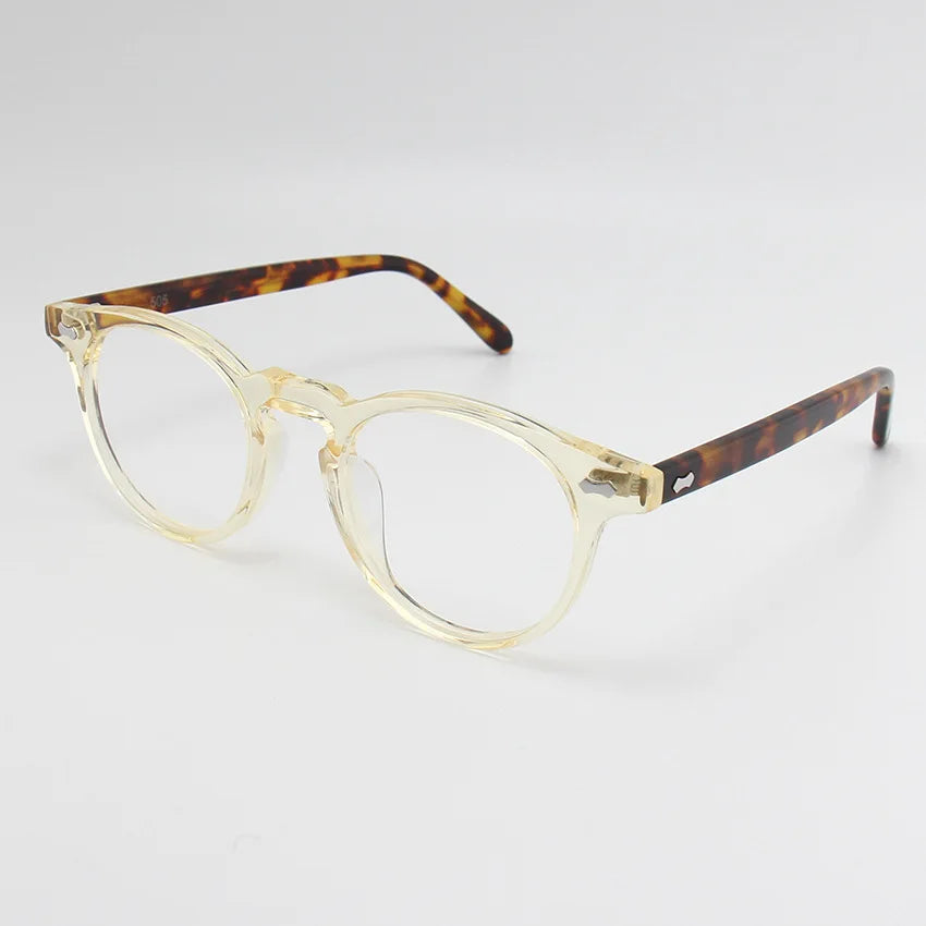 Black Unisex Acetate Full Rim Round Eyeglasses Frame 49505 - Stylish & Lightweight for Men & Women - Perfect for Reading, Work, and Everyday Fashion