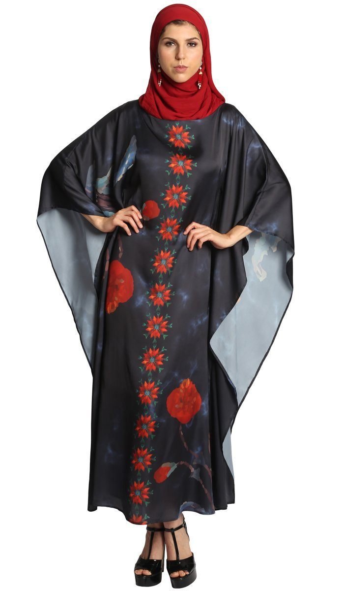 Artizara Nigar Women's Long Sleeve Silky Maxi Kaftan Dress - Elegant Formal Evening Gown for Parties, Weddings & Special Occasions