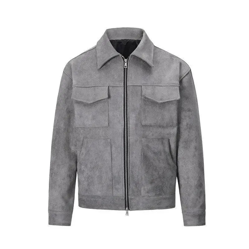 Men's Suede Trucker Jacket - Vintage Style Distressed Leather Jacket for Casual Wear & Outdoor Adventures