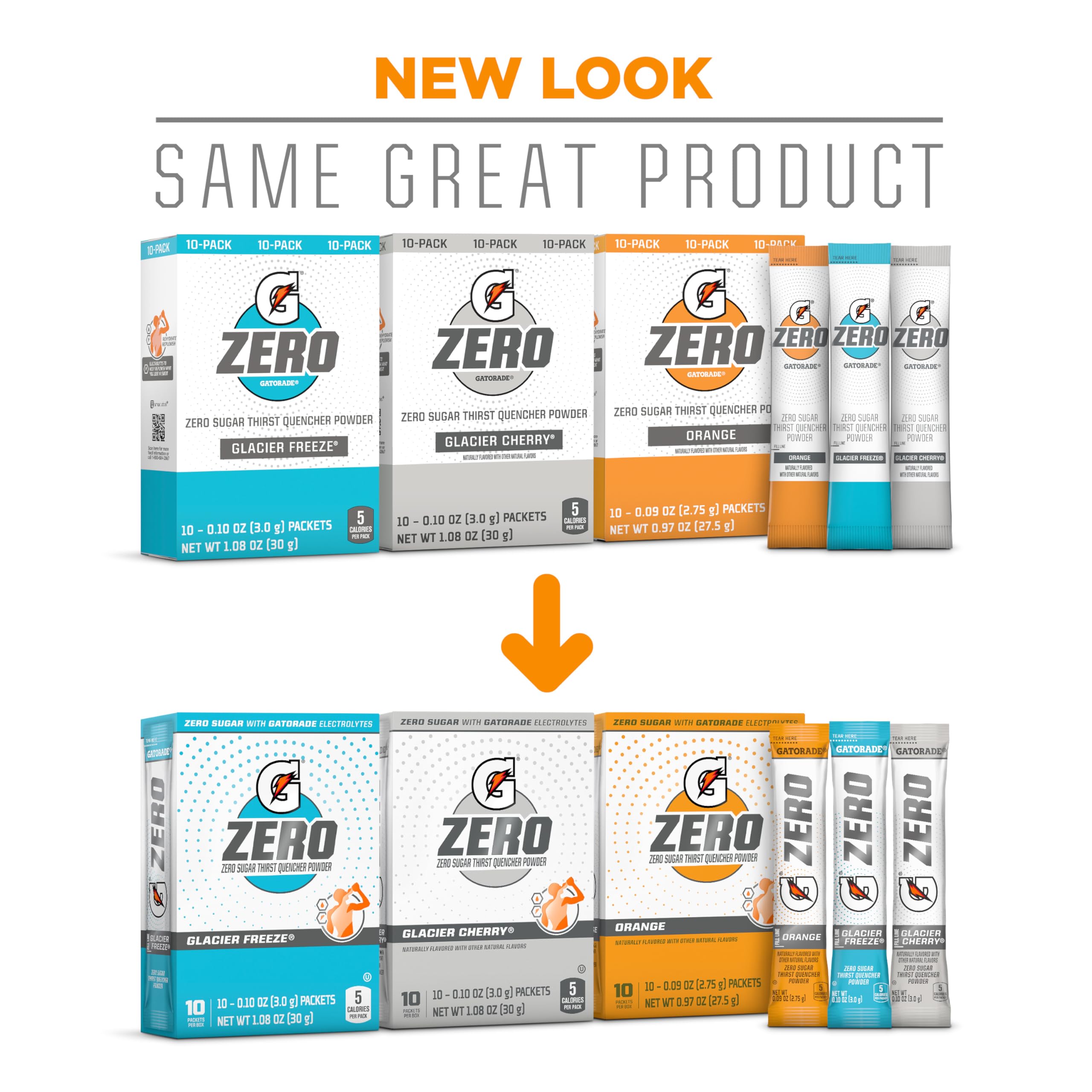 Gatorade G Zero Powder, Glacier Cherry Variety Pack - 10 Count (Pack of 5), 0.10oz Individual Packets | Sugar-Free Electrolyte Drink Mix for Athletes | Perfect for Workouts, Sports & Hydration On-The-Go