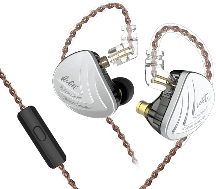 KZ AS16 Wired Sound Isolating Earbuds with Microphone - 16 Driver High Definition IEM Earphones with Detachable 2Pin Cable for Musicians & Audiophiles (Black) - Perfect for Studio Recording, Live Performances & Critical Listening
