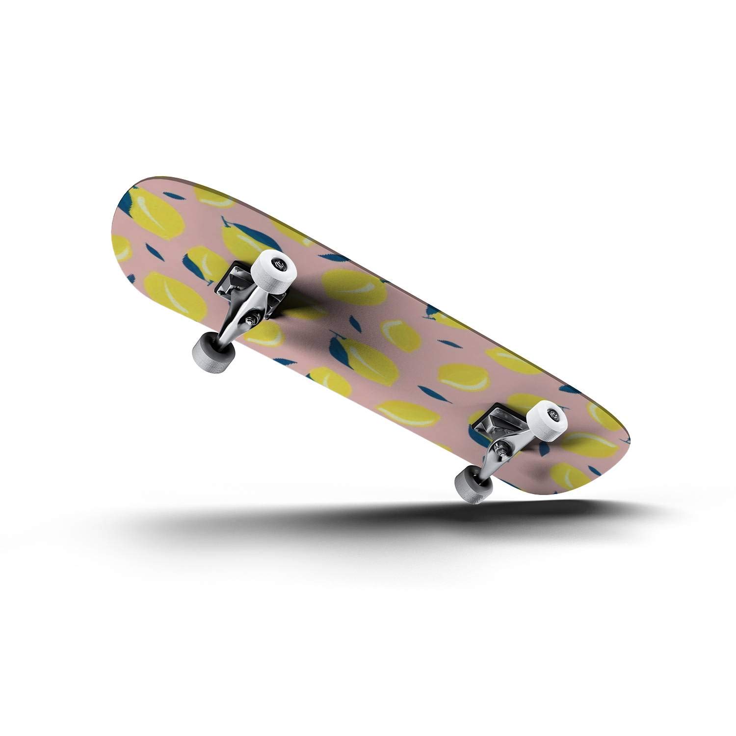 Lemon Fruit Skateboard with Leaf Pattern - Classic Concave Longboard for Beginners & Pros | Extreme Sports, Cool Teen Gifts | Perfect for Skate Parks, Street Riding & Campus Commutes