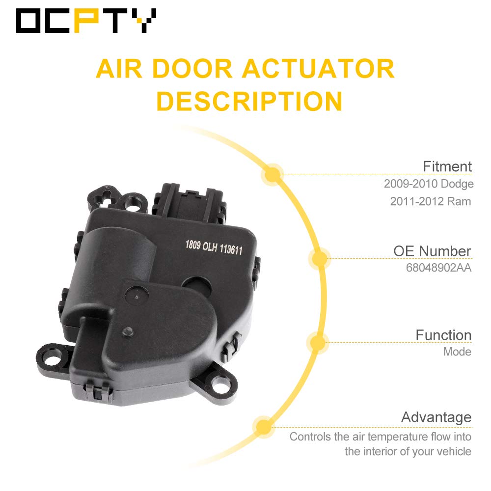 OCPTY HVAC Blend Door Actuator 604-038 - Replacement for Dodge Ram 2009-2012 (Fits 68048902AA) - Mode Air Control Actuator for Improved Cabin Comfort & Temperature Regulation