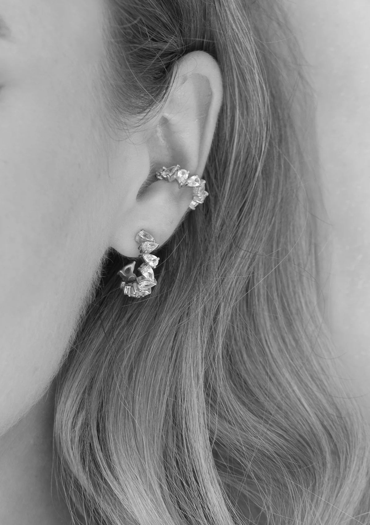 Lola Knight Olivia Crystal Bridal Hoop Earrings - Sterling Silver Wedding Jewelry for Brides, Bridesmaids & Formal Occasions