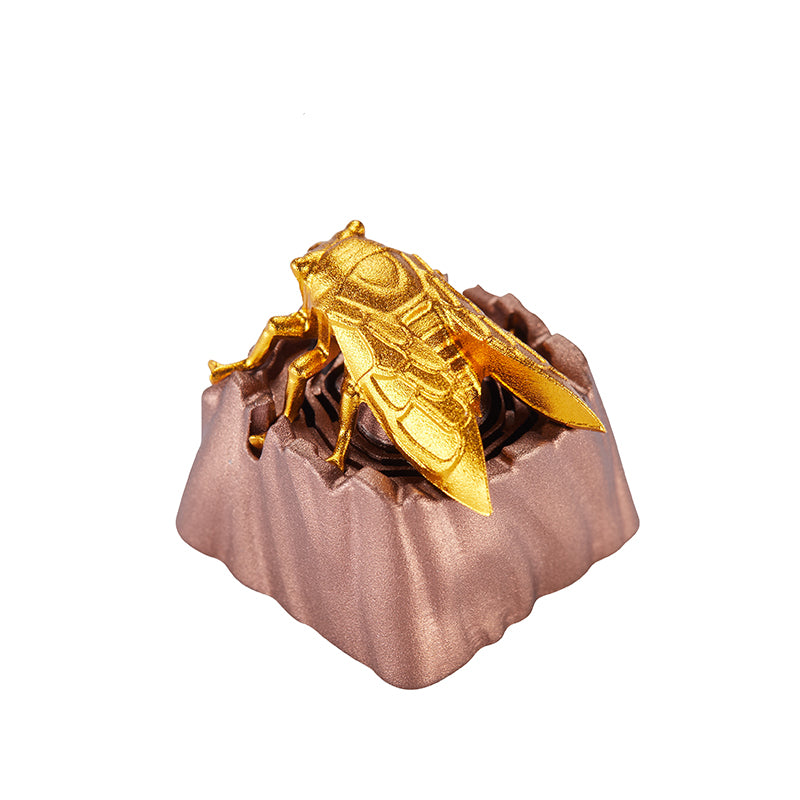 Premium Golden Cicada Aluminum Alloy Keycaps - Custom Translucent Metal Anode Keycaps for Mechanical Keyboards - Perfect for Gaming, Typing & Custom Keyboard Builds