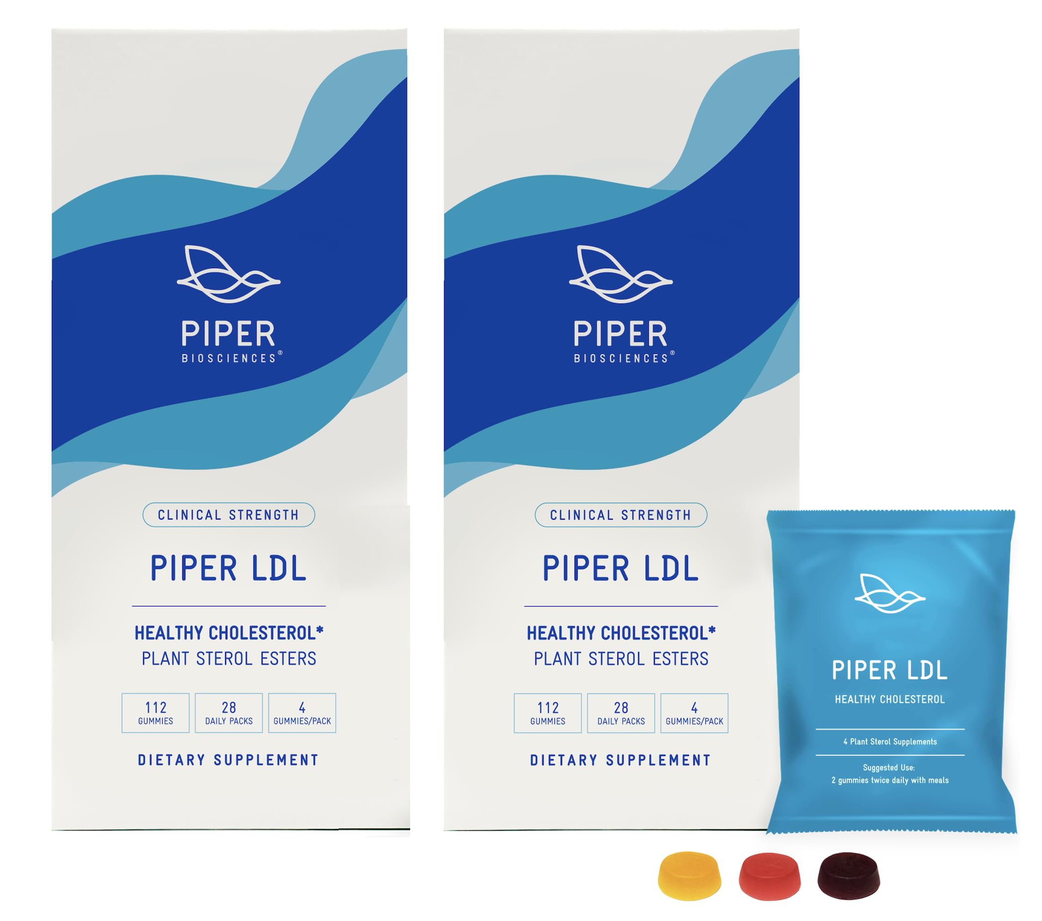 Piper Biosciences Plant Sterol Gummies for Cholesterol Support - 224 Gummies (2 Boxes) | Natural Cholesterol Supplement with Plant Sterols | Perfect for Heart Health & Daily Wellness Routine