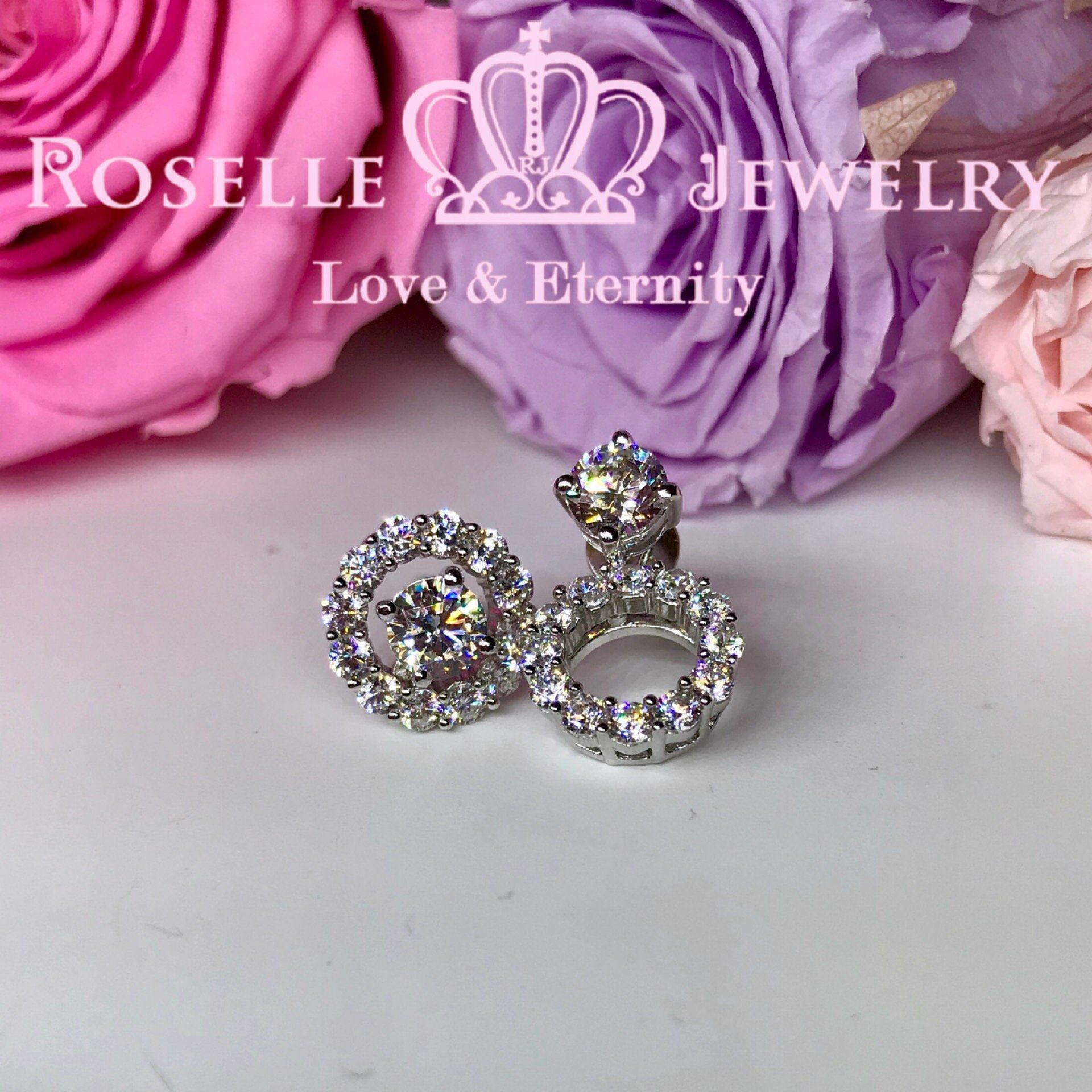 Detachable Halo Stud Earrings for Women - 14K Gold Plated Cubic Zirconia Earrings | Perfect for Weddings, Parties & Everyday Wear