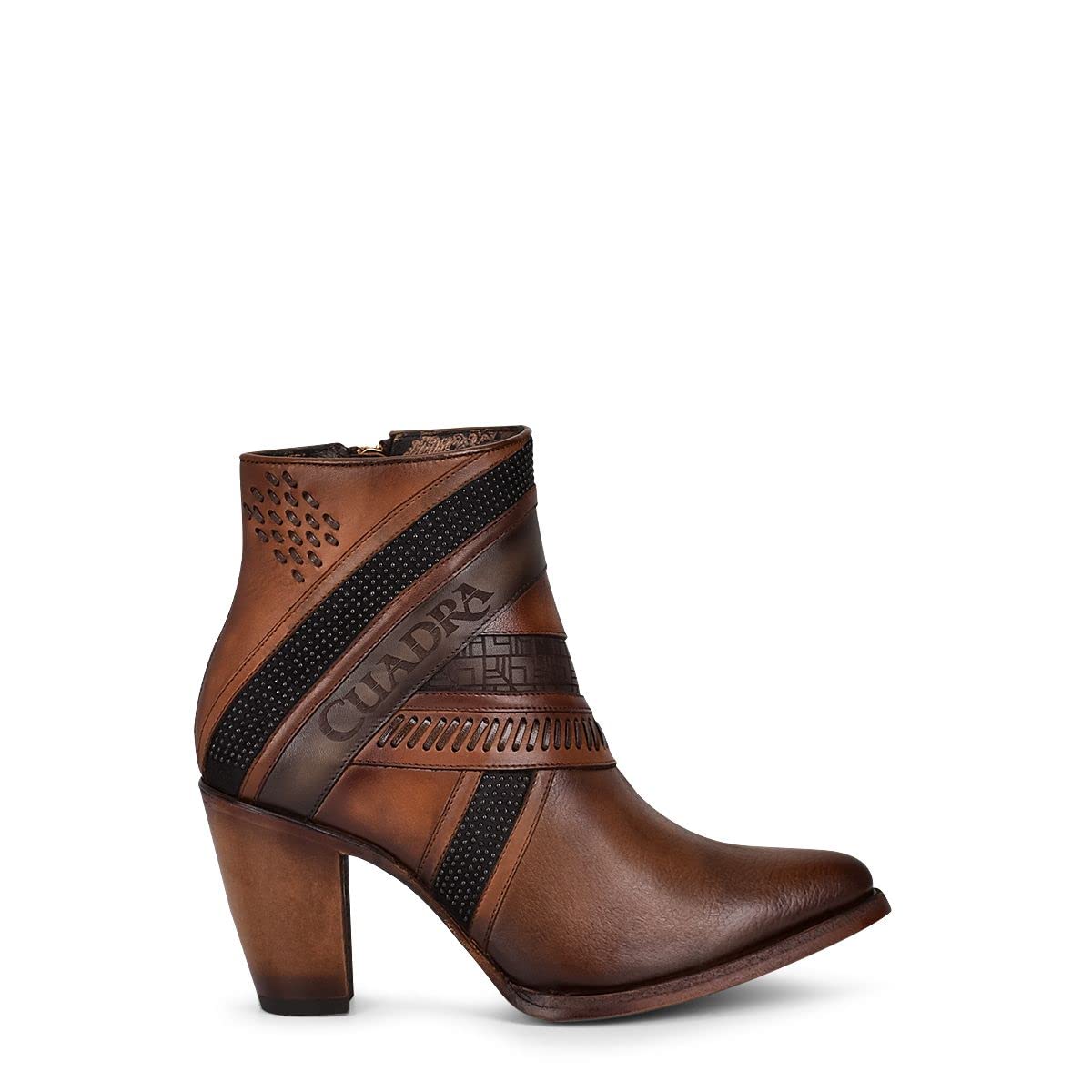 Cuadra Women's Genuine Leather Ankle Boots with Side Zipper - Stylish 3F86RS CAFE Booties for Casual Outings & Office Wear