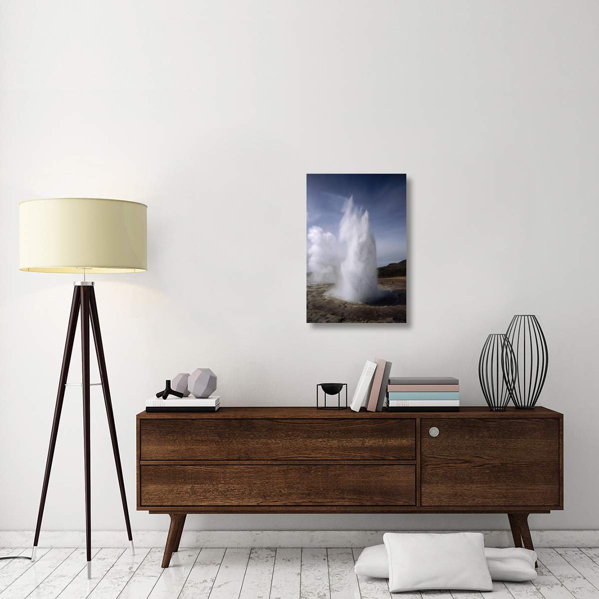 Iceland Geyser Eruption Canvas Art Print - 20x30 Inches - Stunning Volcanic Landscape Wall Decor for Living Room, Bedroom & Office